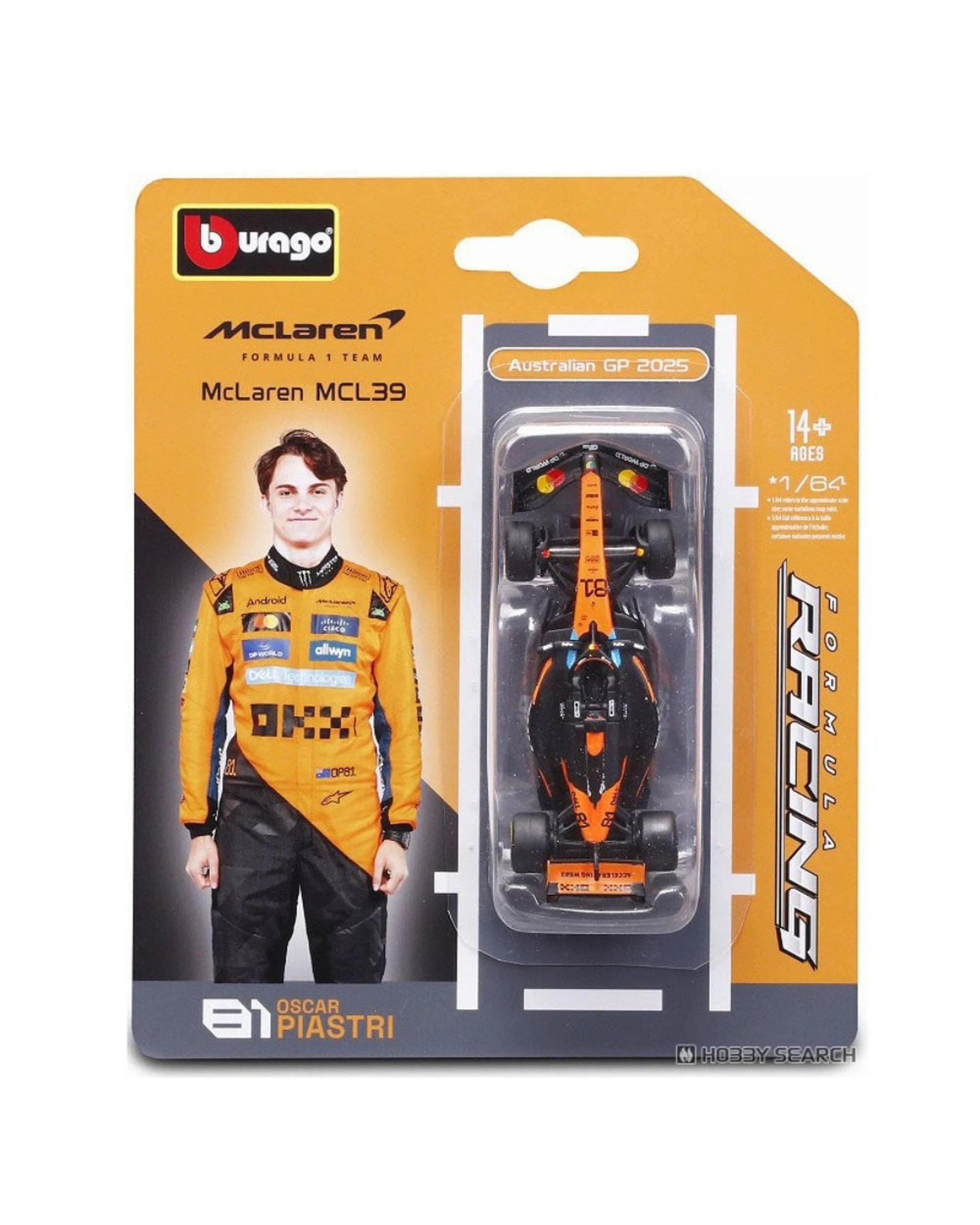 1 Bburago 2025 McLaren MCL39 Formula 1 #81 Oscar Piastri 1:64 Scale, 1 of 3