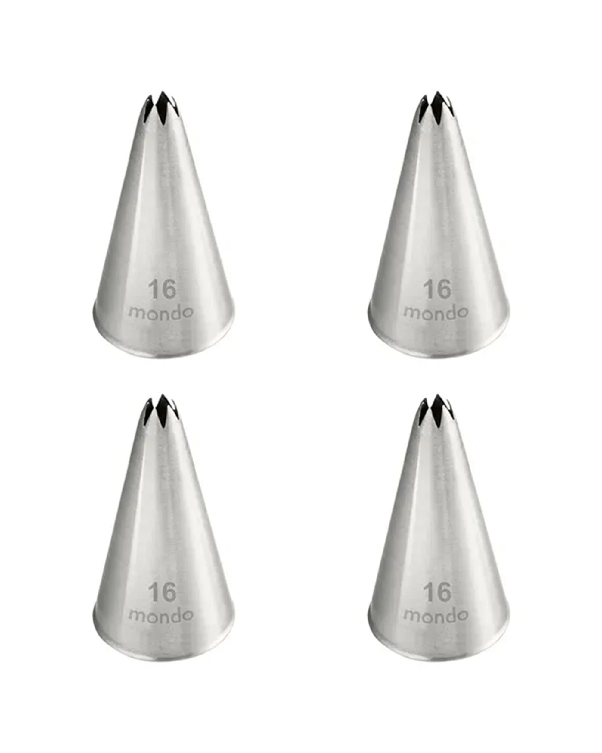 1 Mondo 4PK 16 Star Piping Tip Stainless Steel Seamless Durable Construction Cake Decorating Tool - Silver, 1 of 3