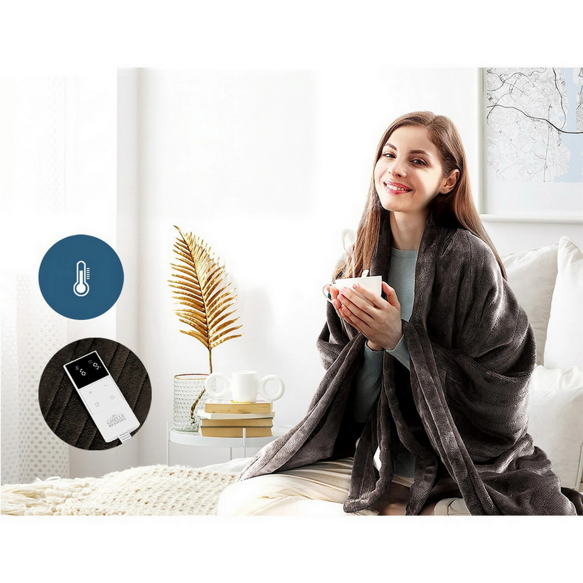 4 Giselle Electric Throw Rug Heated Blanket Fleece - Multi, 4 of 10