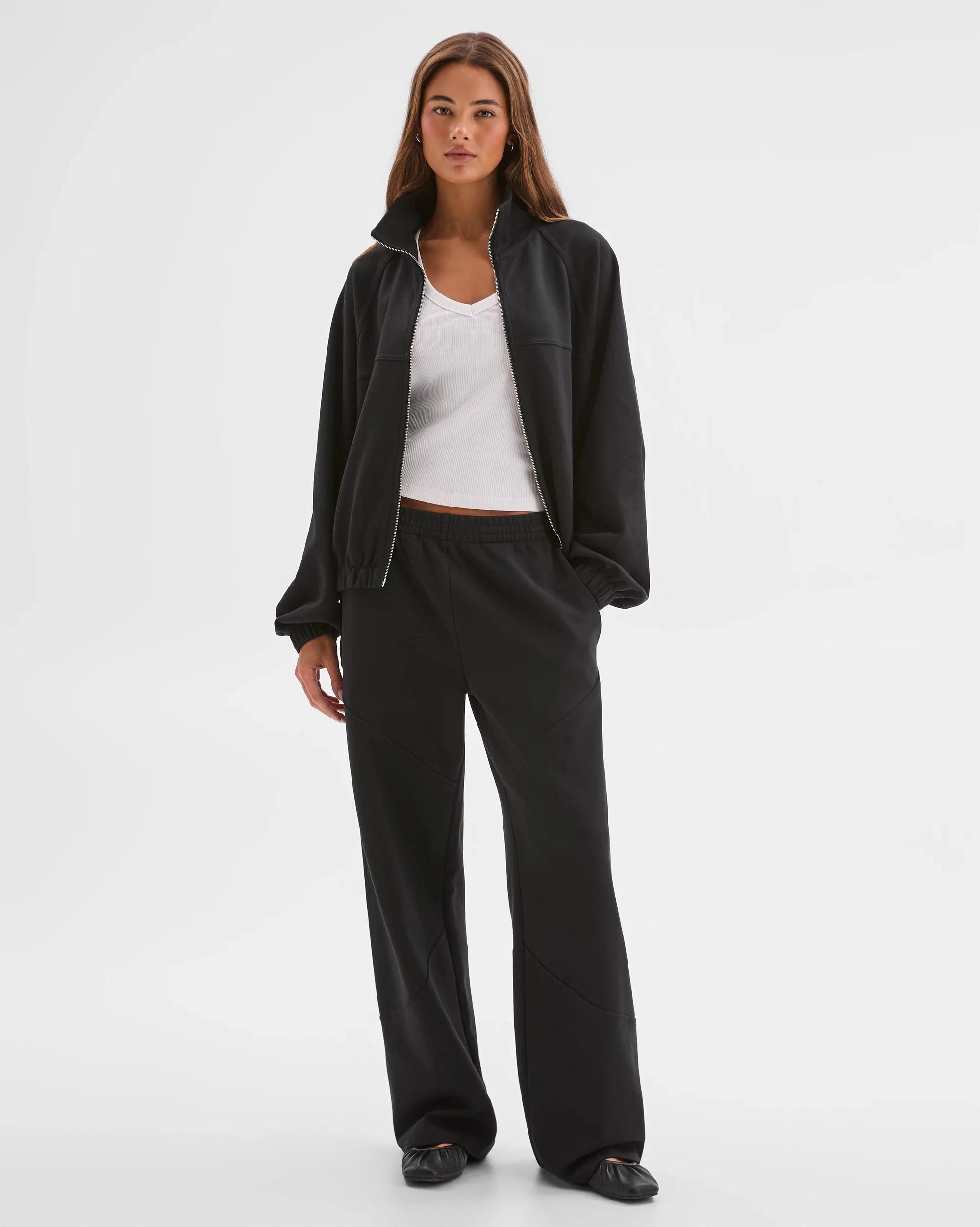 1 Lily Loves Australian Cotton Blend Angled Pocket Trackpants BLACK, 1 of 6