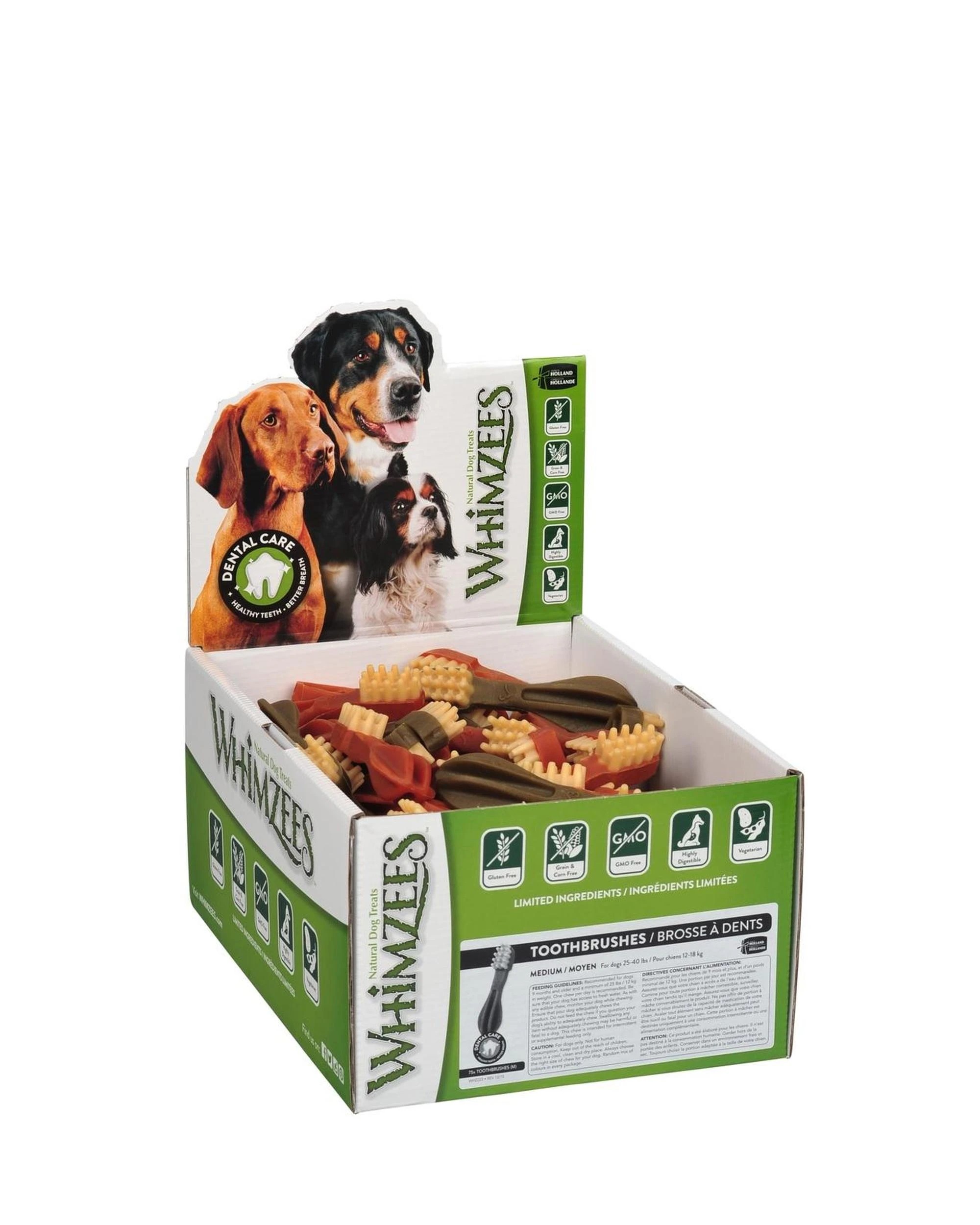 1 Whimzees Toothbrush Dental Care Dog Treat Display Box Medium 75 Pack, 1 of 1