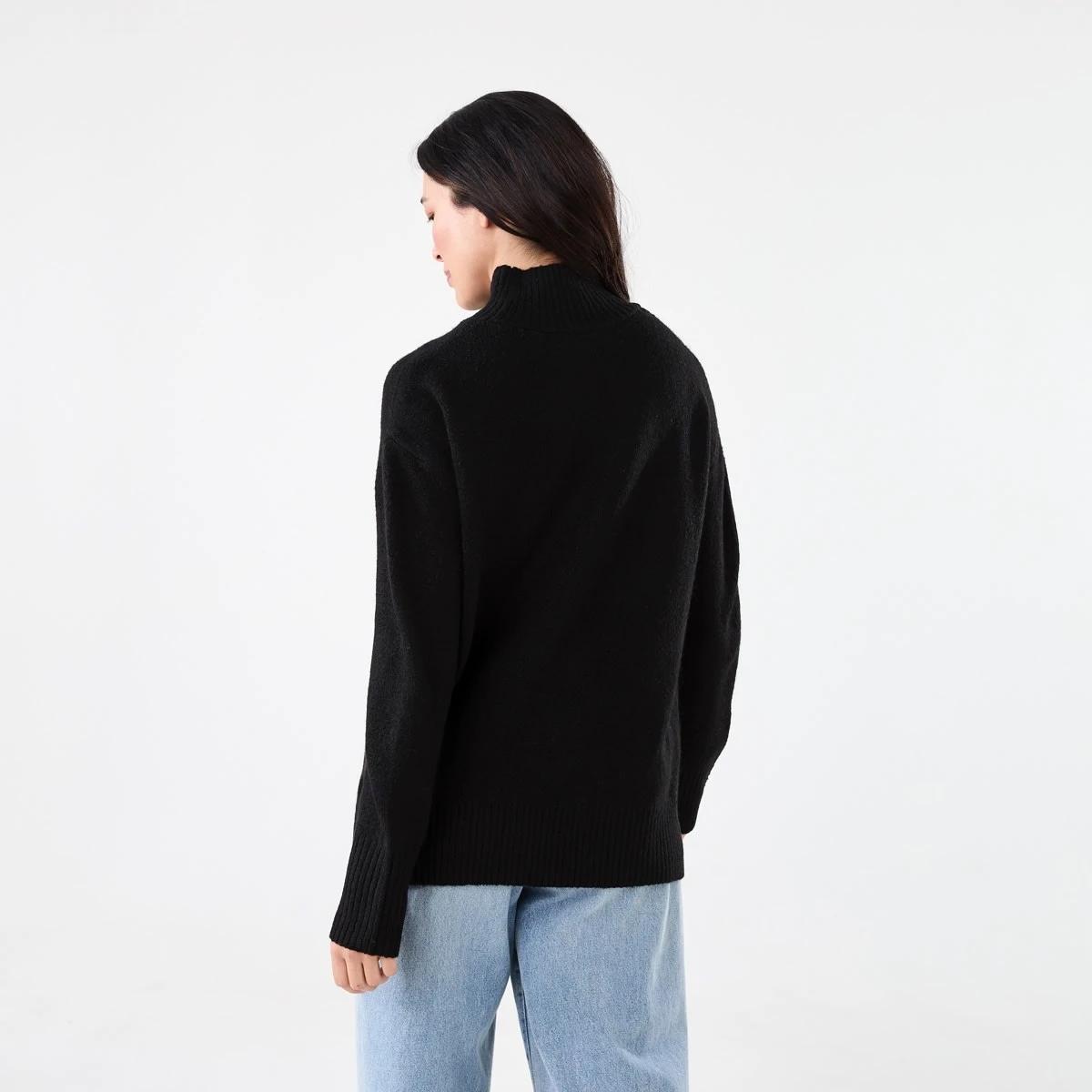 3 Funnel Split Hem Jumper Black, 3 of 5