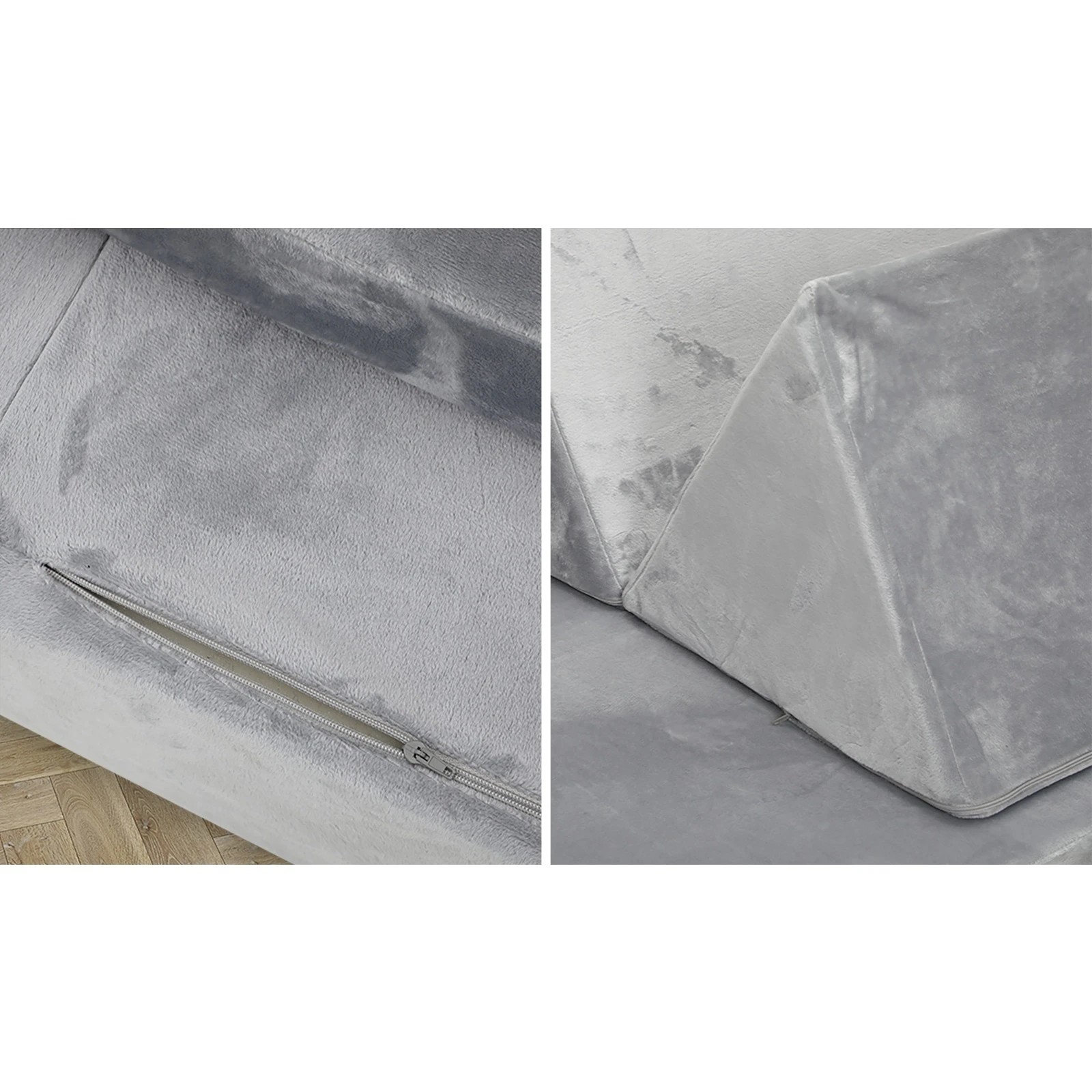 6 Oikiture 4Pcs Kids Sofa Play Couch Modular Lounge Cushion Convertible Playset - Grey, 6 of 8