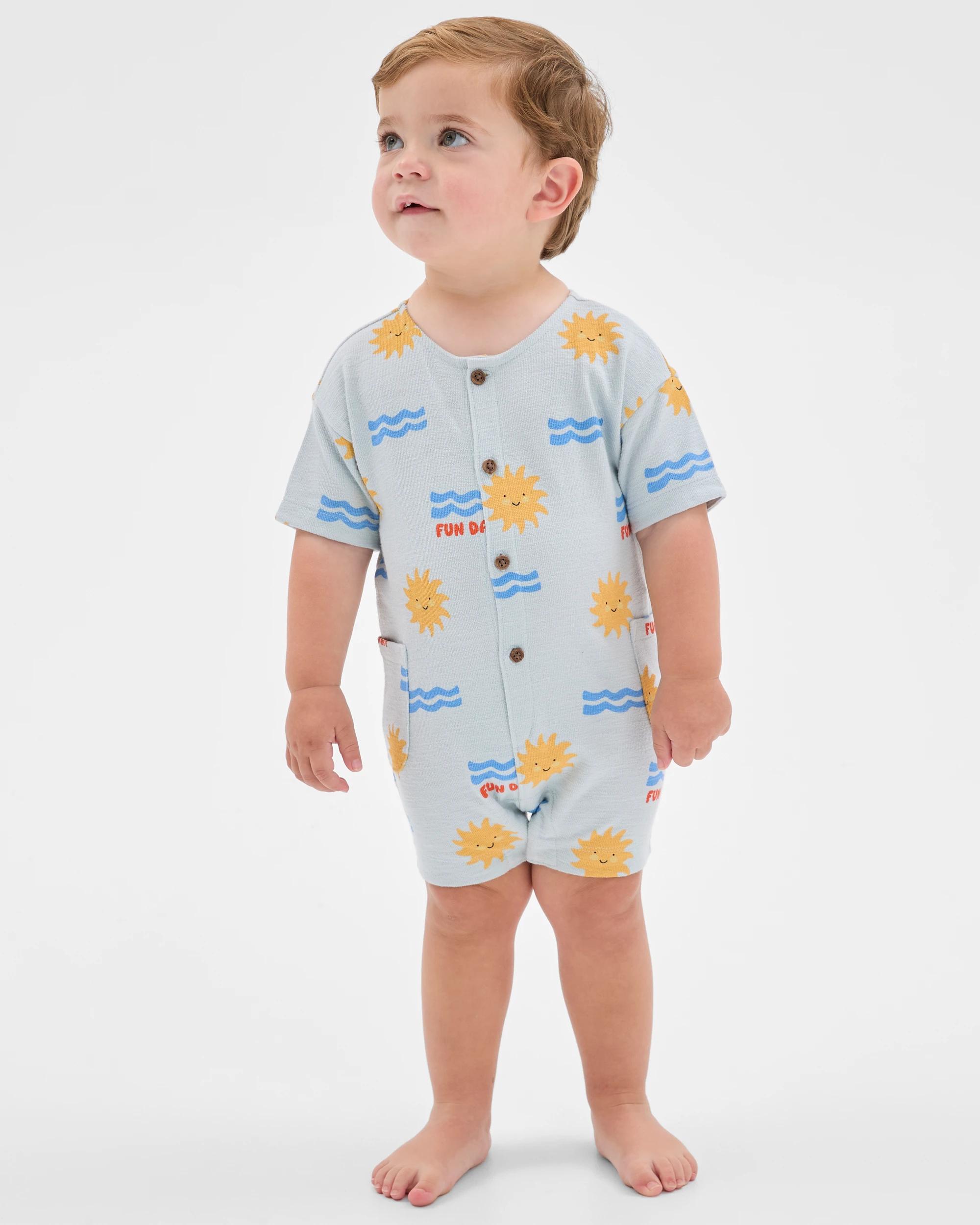 1 Target Baby Baby Organic Cotton Romper BLUE, 1 of 6