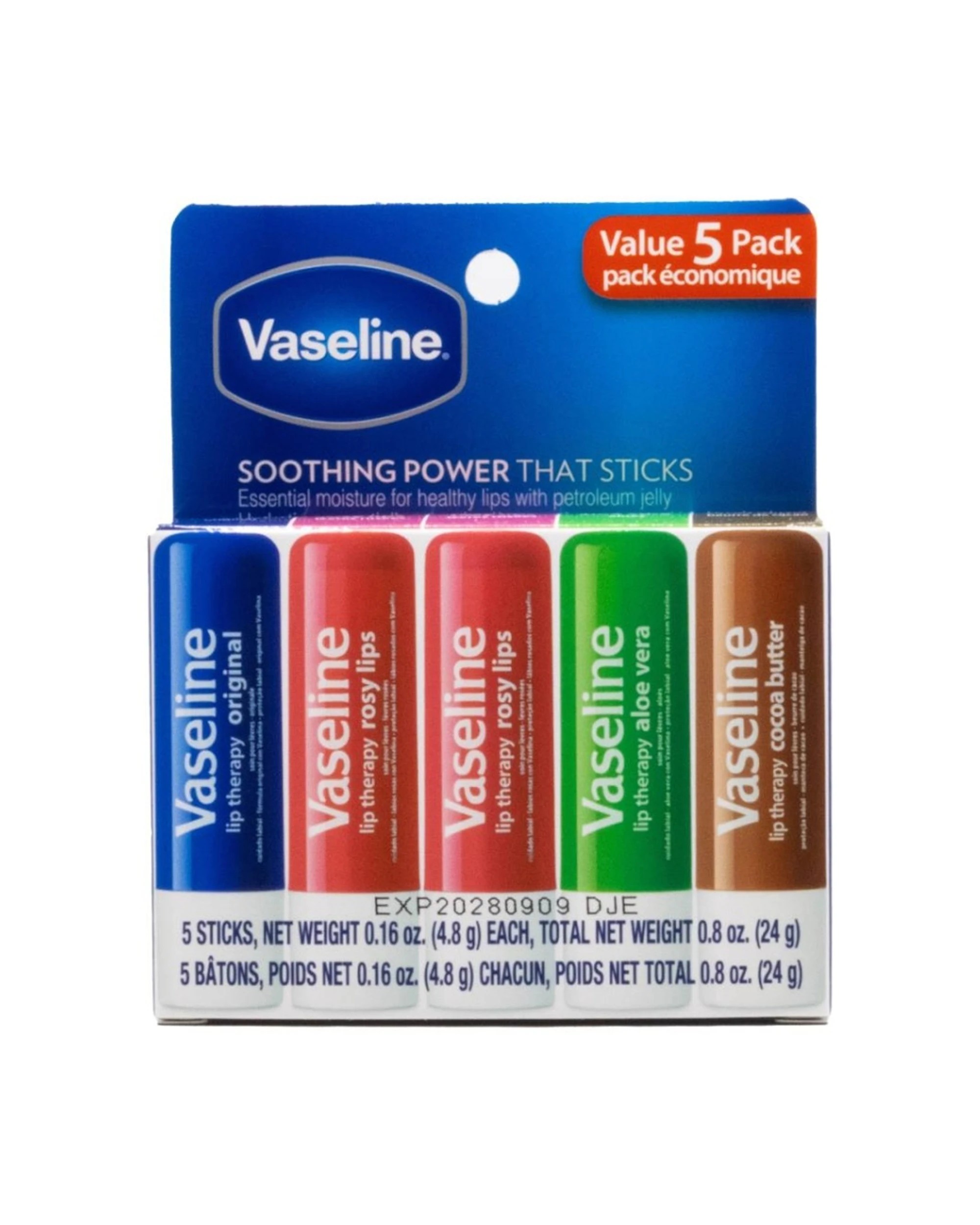 2 Vaseline 2x 5pc Petroleum Jelly Lip Therapy Moisturising Balm 4.8g - Multi, 2 of 3