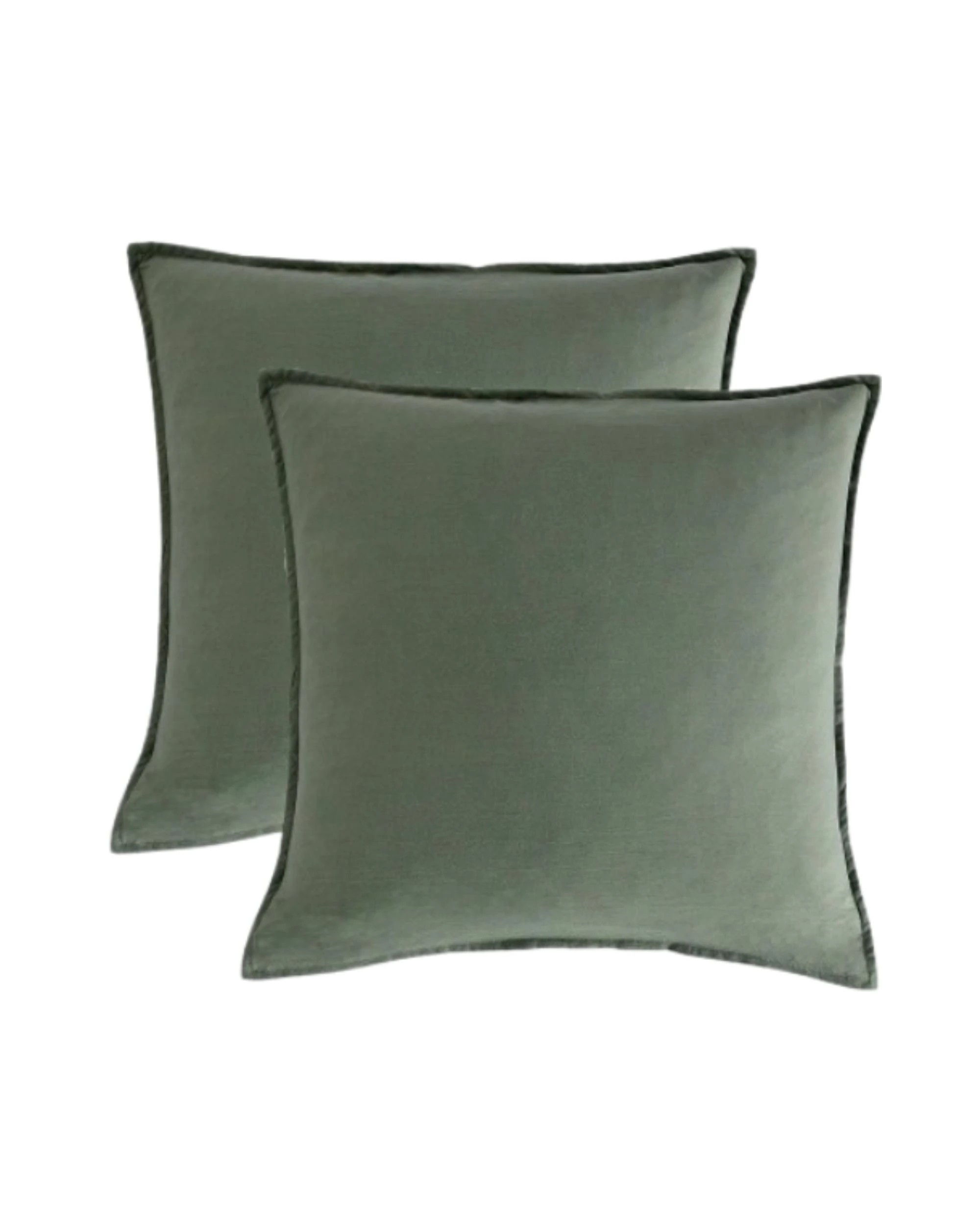 1 CleverPolly 2-Pack Vintage Washed Microfibre European Pillowcases - Khaki Green, 1 of 4