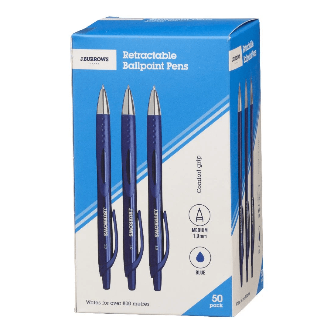 4 J.Burrows Retractable Ballpoint Pens Blue 50 Pack, 4 of 4