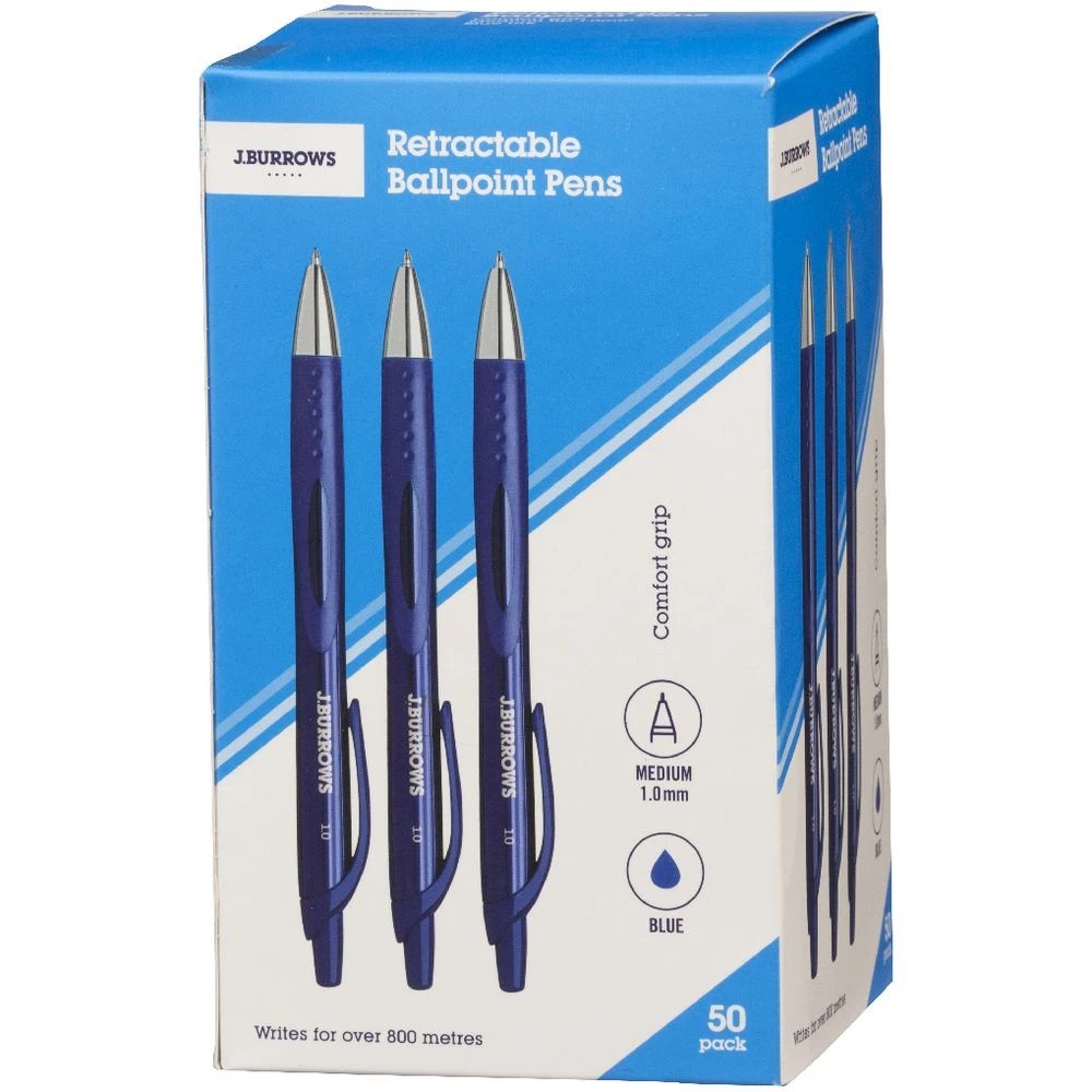 4 J.Burrows Retractable Ballpoint Pens Blue 50 Pack, 4 of 4