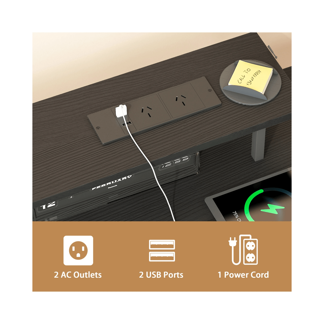 6 Advwin 137cm Black Computer Desk With Led Lights Power Outlets Gaming Desk, 6 of 9