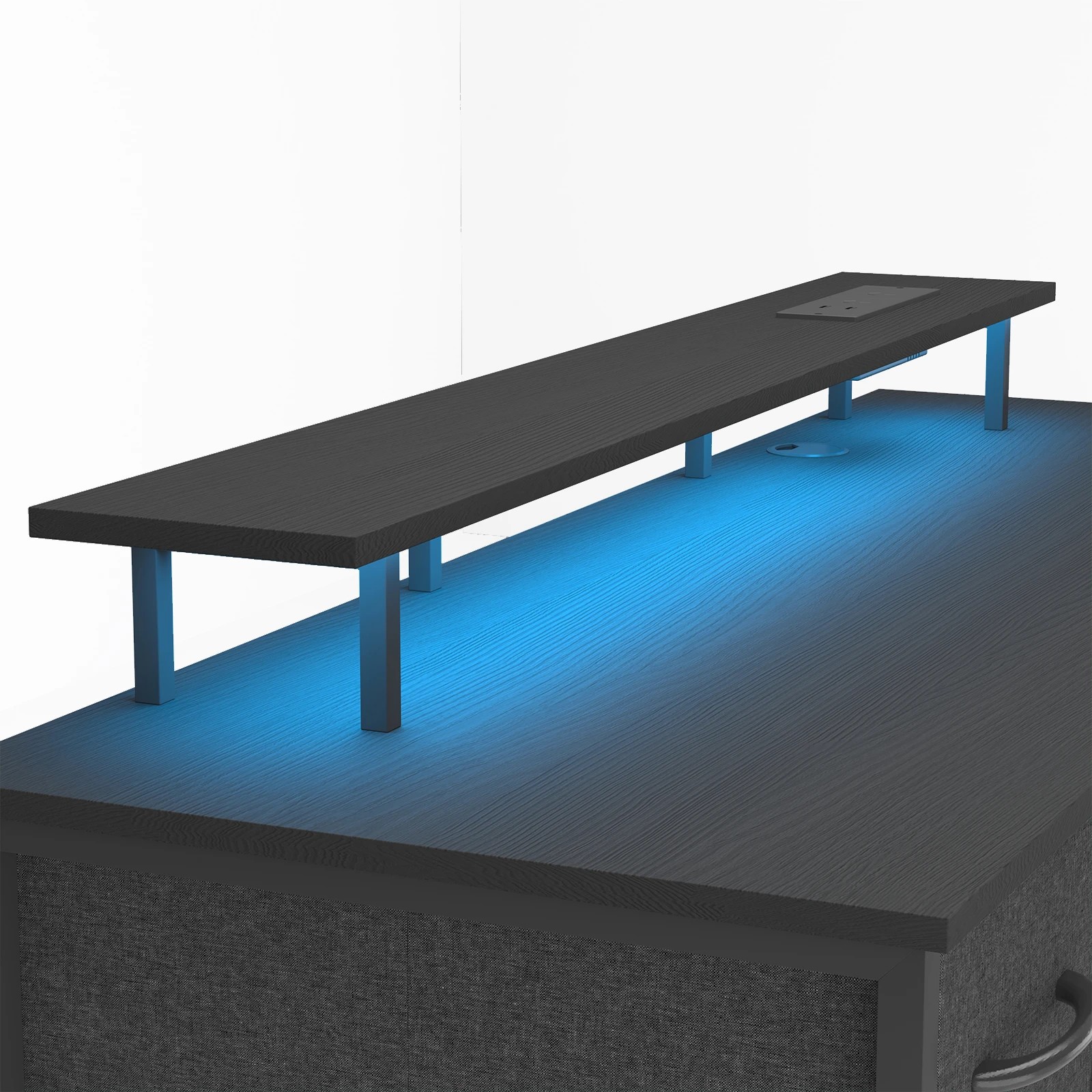 6 Advwin 137cm Black Computer Desk With Led Lights Power Outlets Gaming Desk, 6 of 9