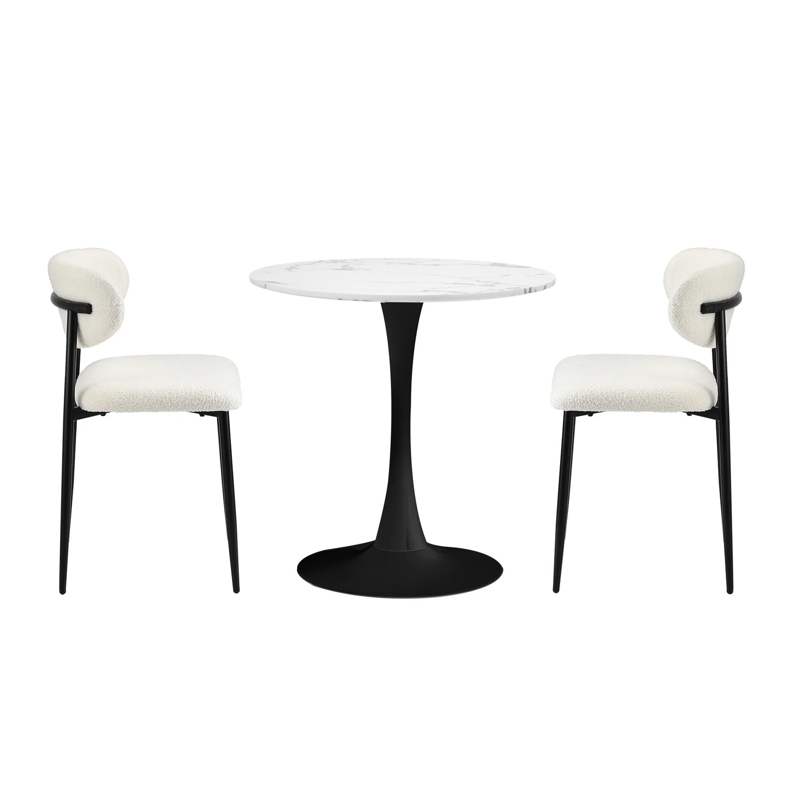 7 Oikiture 60cm Round Dining Table with 2x Dining Chairs Boucle - Multi, 7 of 9