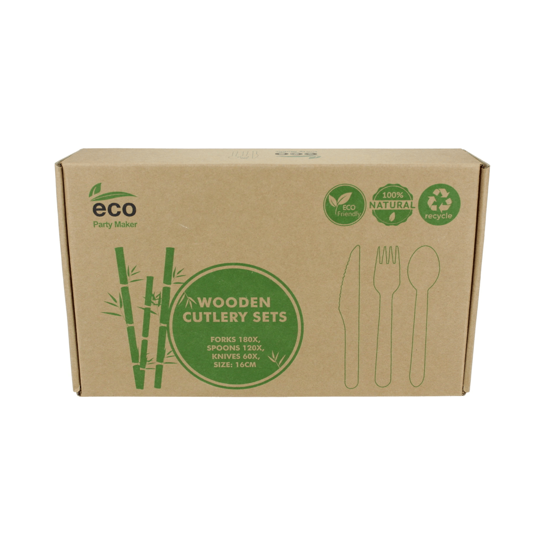 3 Party Maker Boxed Eco Wooden Cutlery Set 360 Pieces, 3 of 5