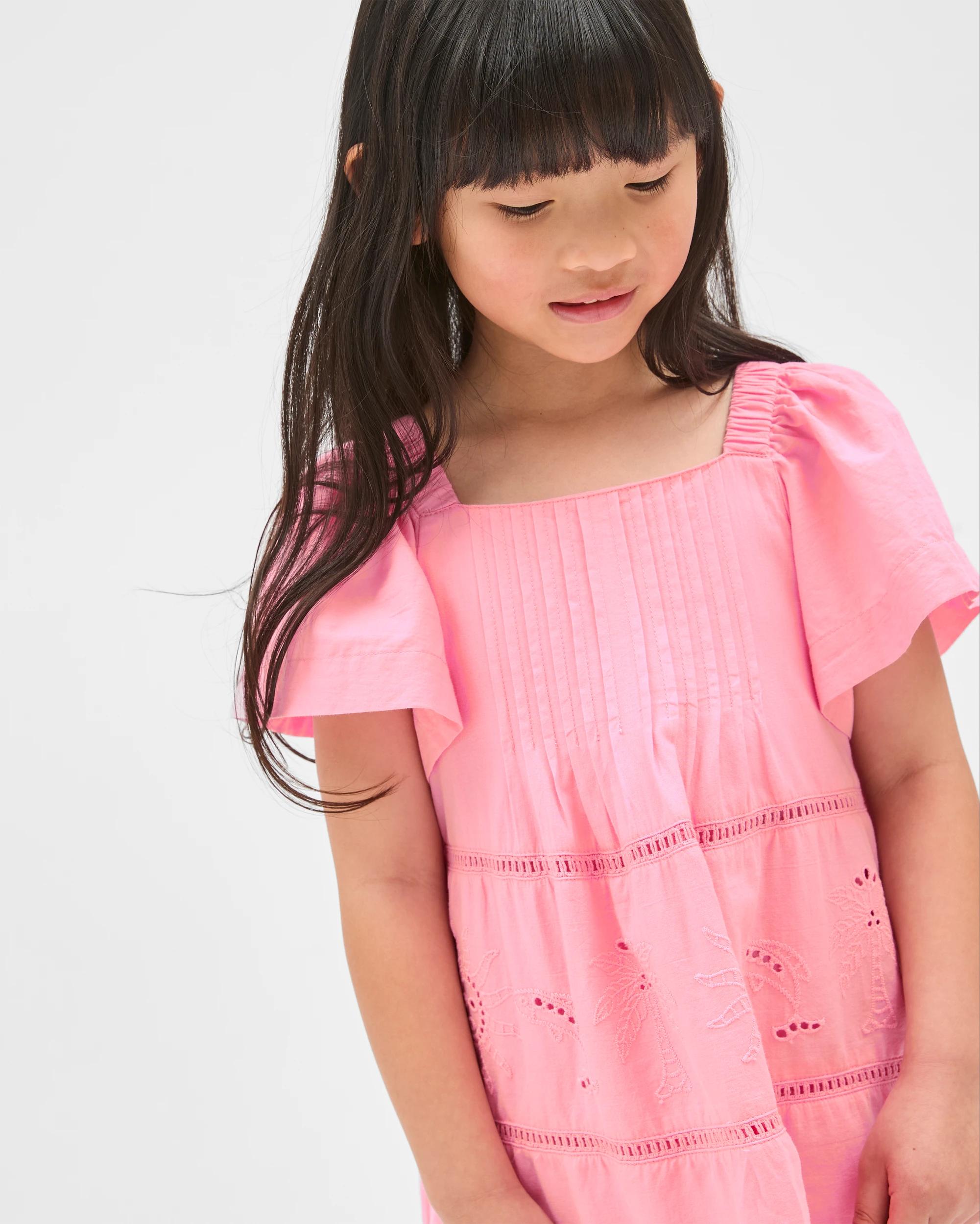 3 Target Kids Fashion Flutter Sleeve Woven Dress PINK + WHITE, 3 of 6