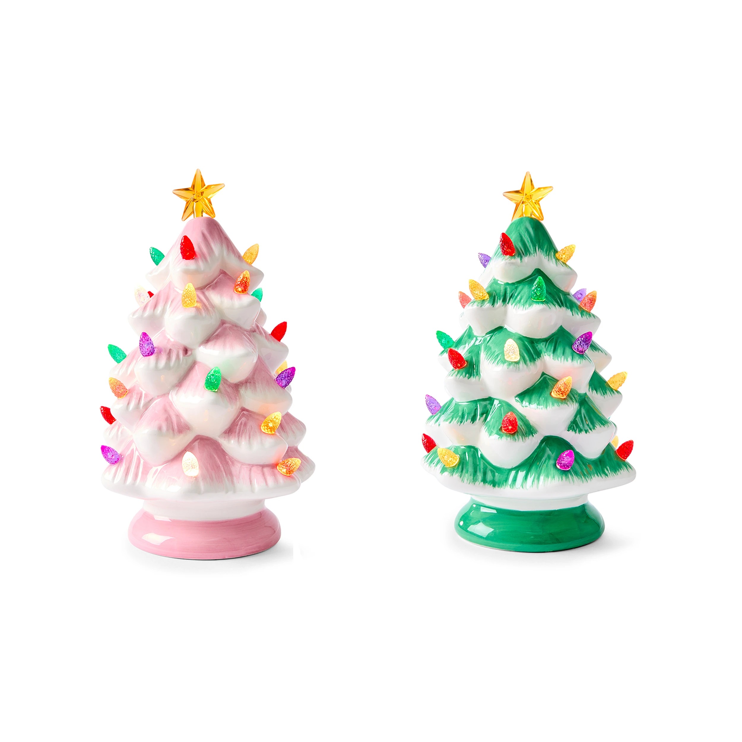 2 Battery Operated LED Light Up Ceramic Tree - Assorted, 2 of 9