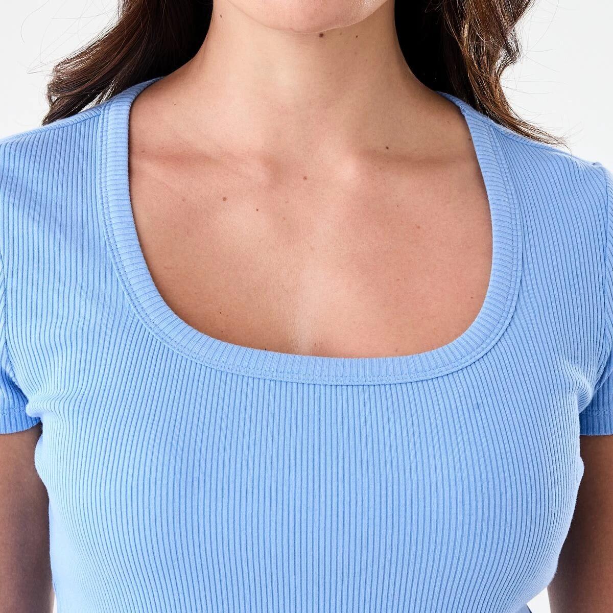5 Short Sleeve Rib Square Neck T-shirt Cornflower, 5 of 5