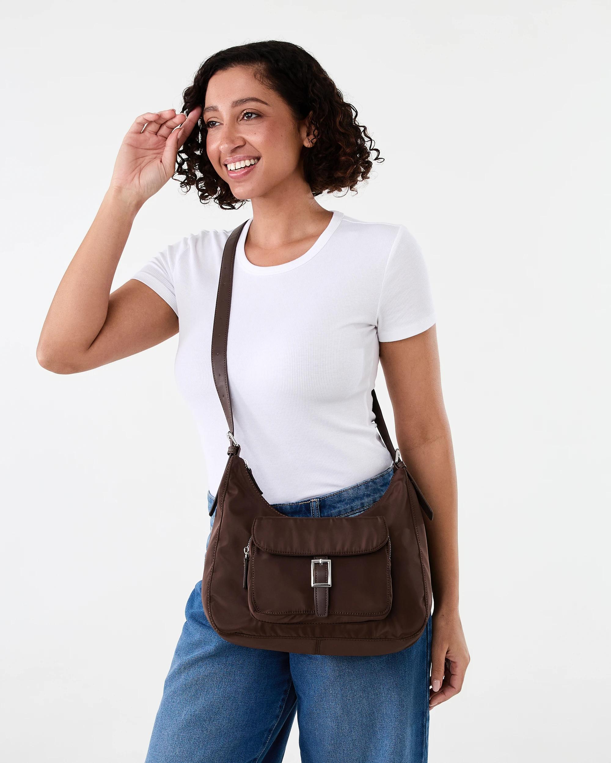 6 Nylon Pocket Crossbody Bag Deep Fudge, 6 of 7