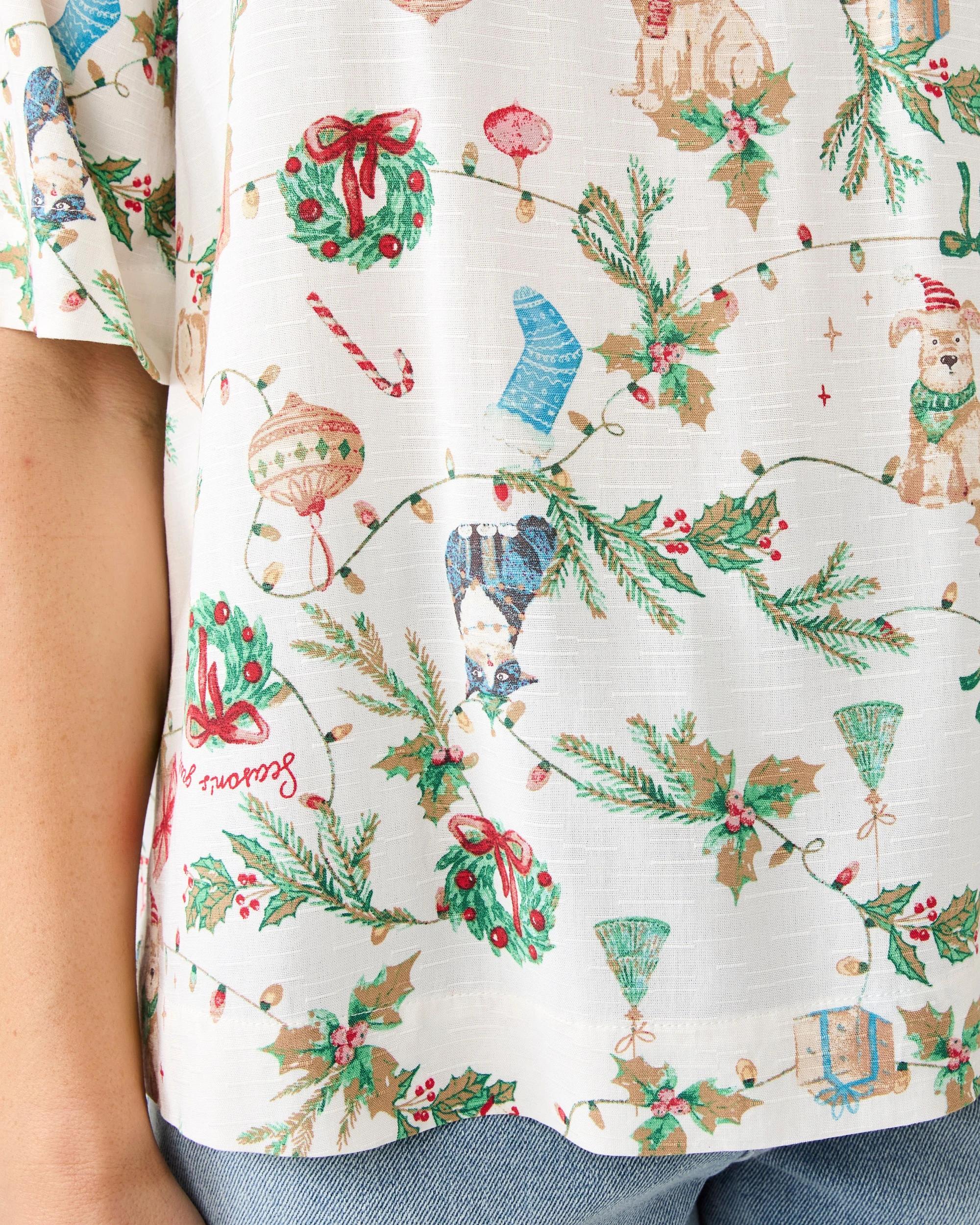 6 Short Sleeve Christmas Tuck Top Fest Cloud, 6 of 7