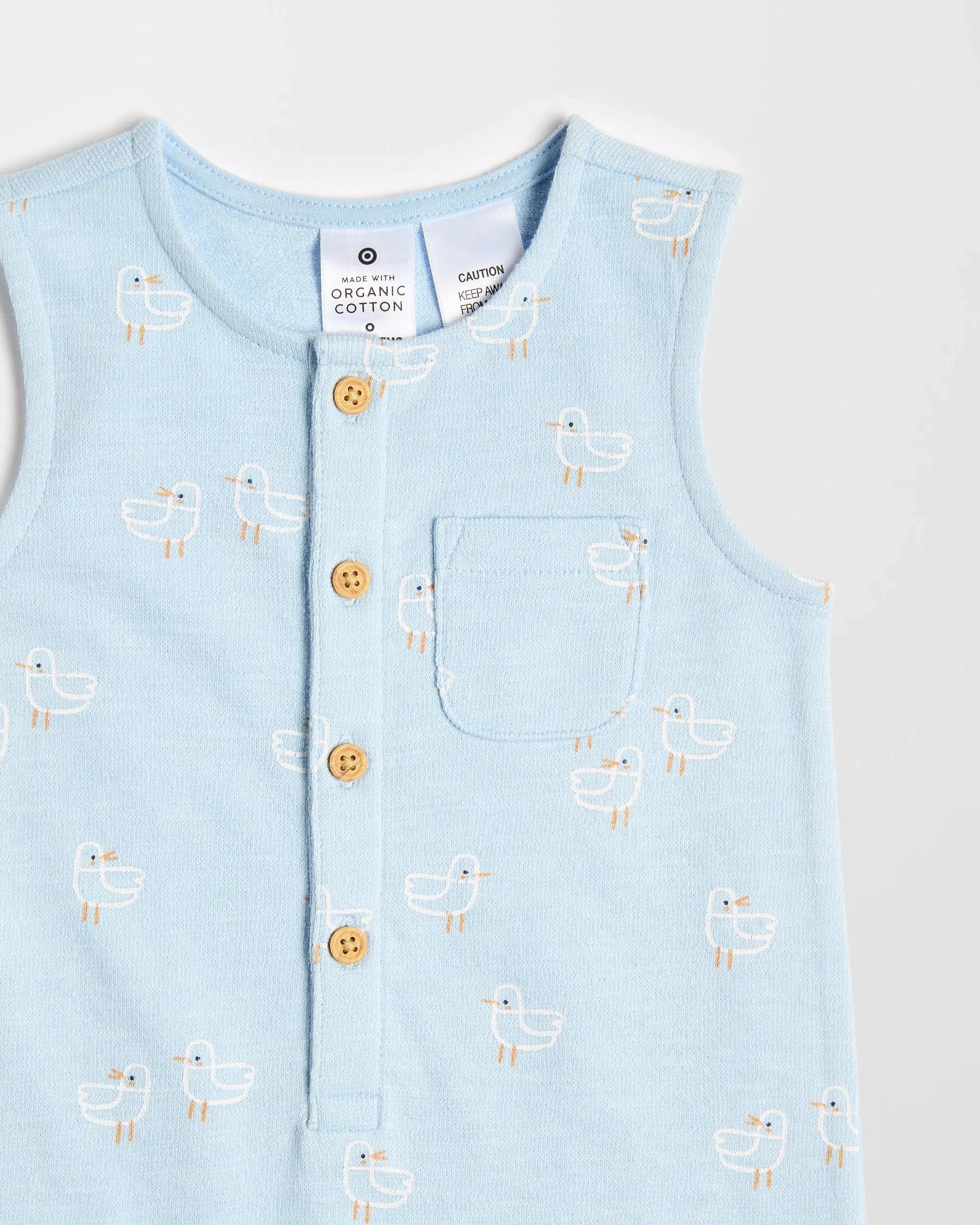 2 Target Baby Organic Cotton Knit Short Romper SEAGULLS BLUE, 2 of 4