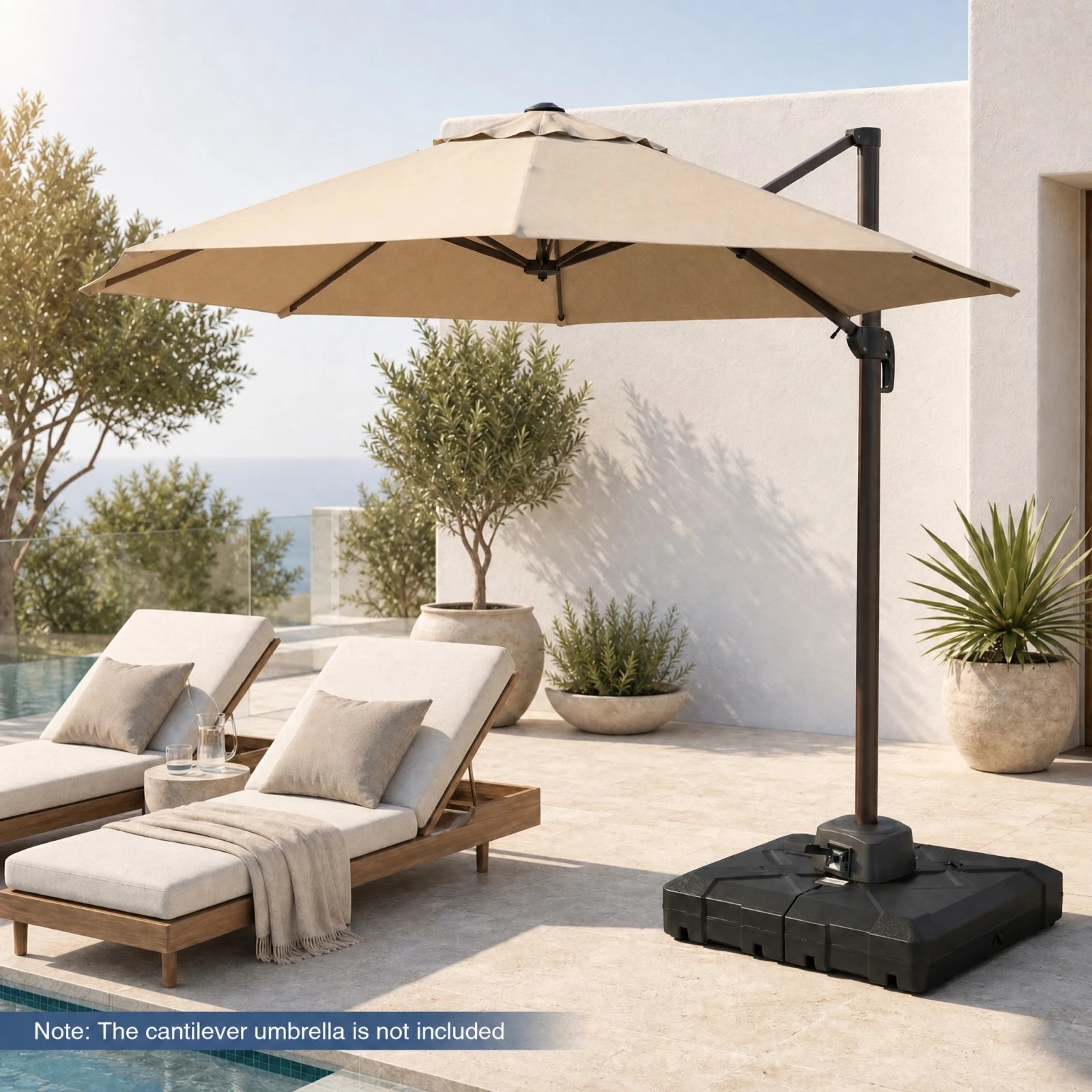 4 Costway 158KG Cantilever Patio Umbrella Base 85x85cm Water Sand Fillable Stand 4 Wheels, 4 of 4