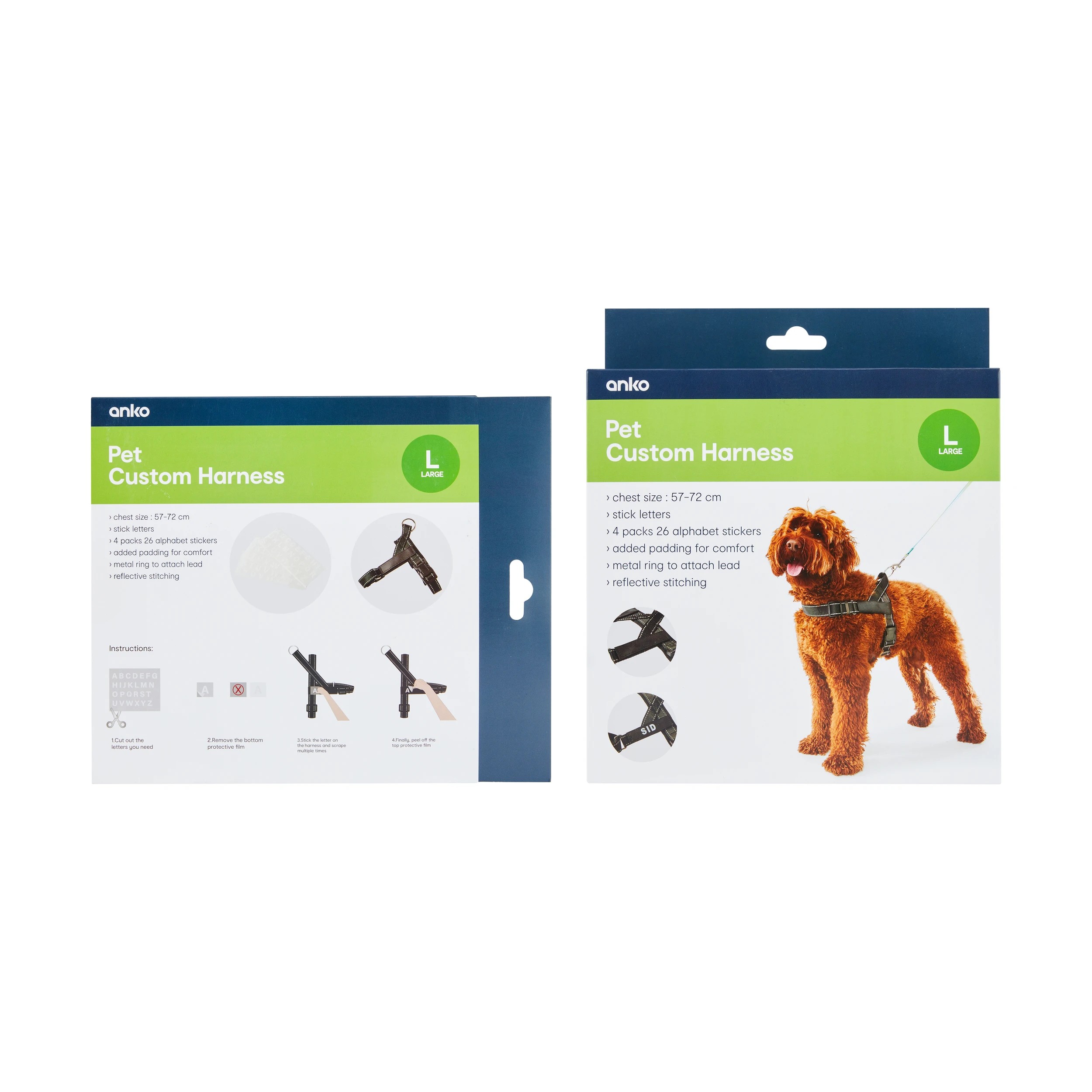 10 Pet Customisable Harness - Large, Black, 10 of 10