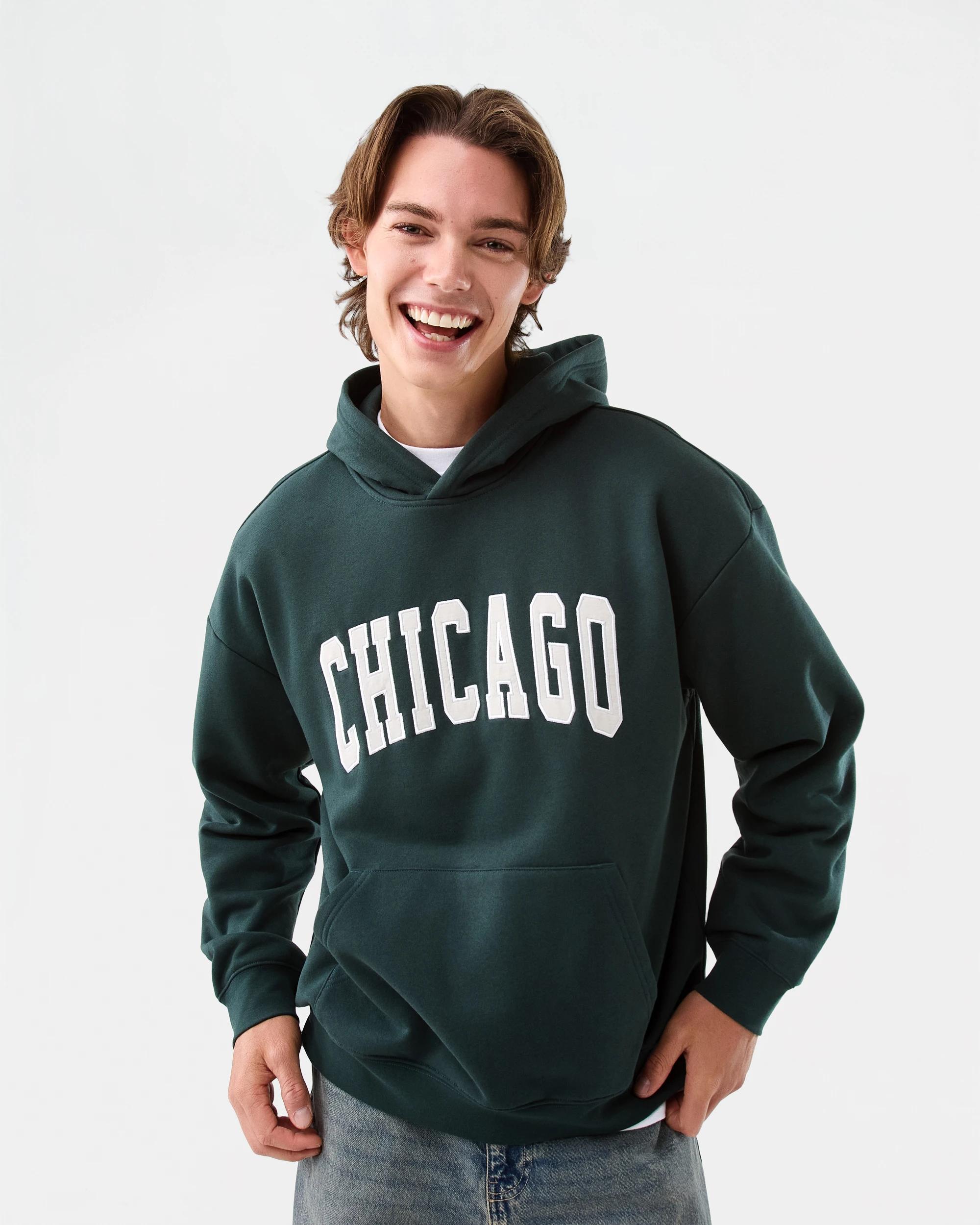 1 Oversized Boxy Print Hoodie Grn Chicgo, 1 of 7