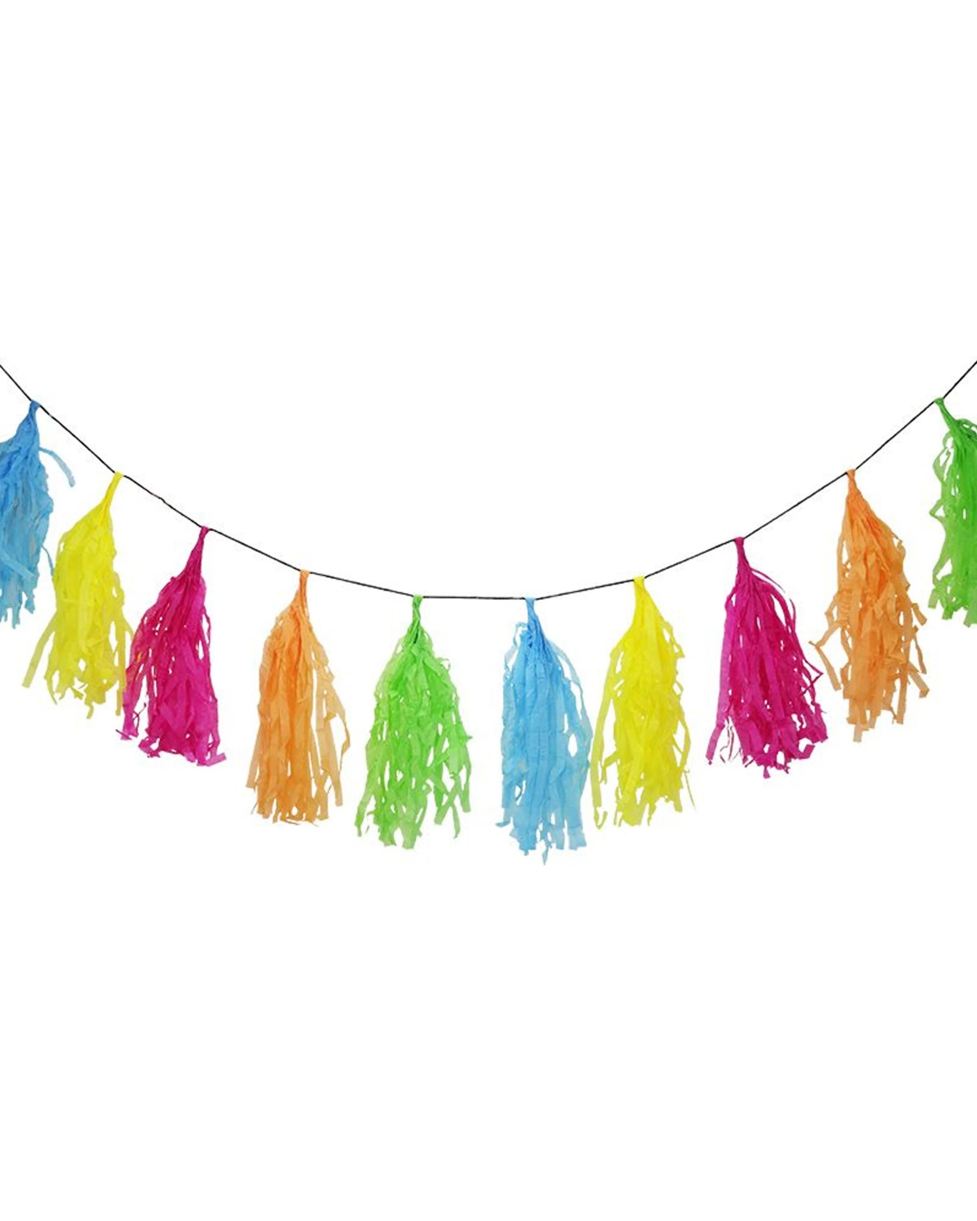 1 Partyrama Pink, Orange, Green, Yellow & Blue Paper Tassel Garland, 1 of 3