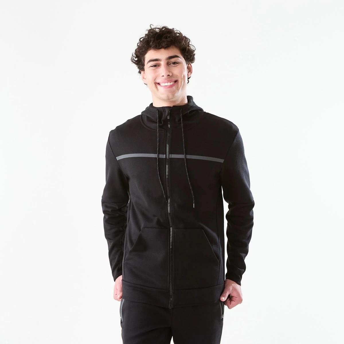 2 Active Mens Sports Hoodie BLACK, 2 of 9