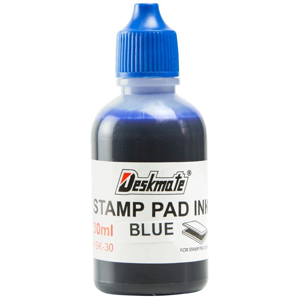 1 Deskmate Stamp Pad Refill Ink 30mL Blue, 1 of 2