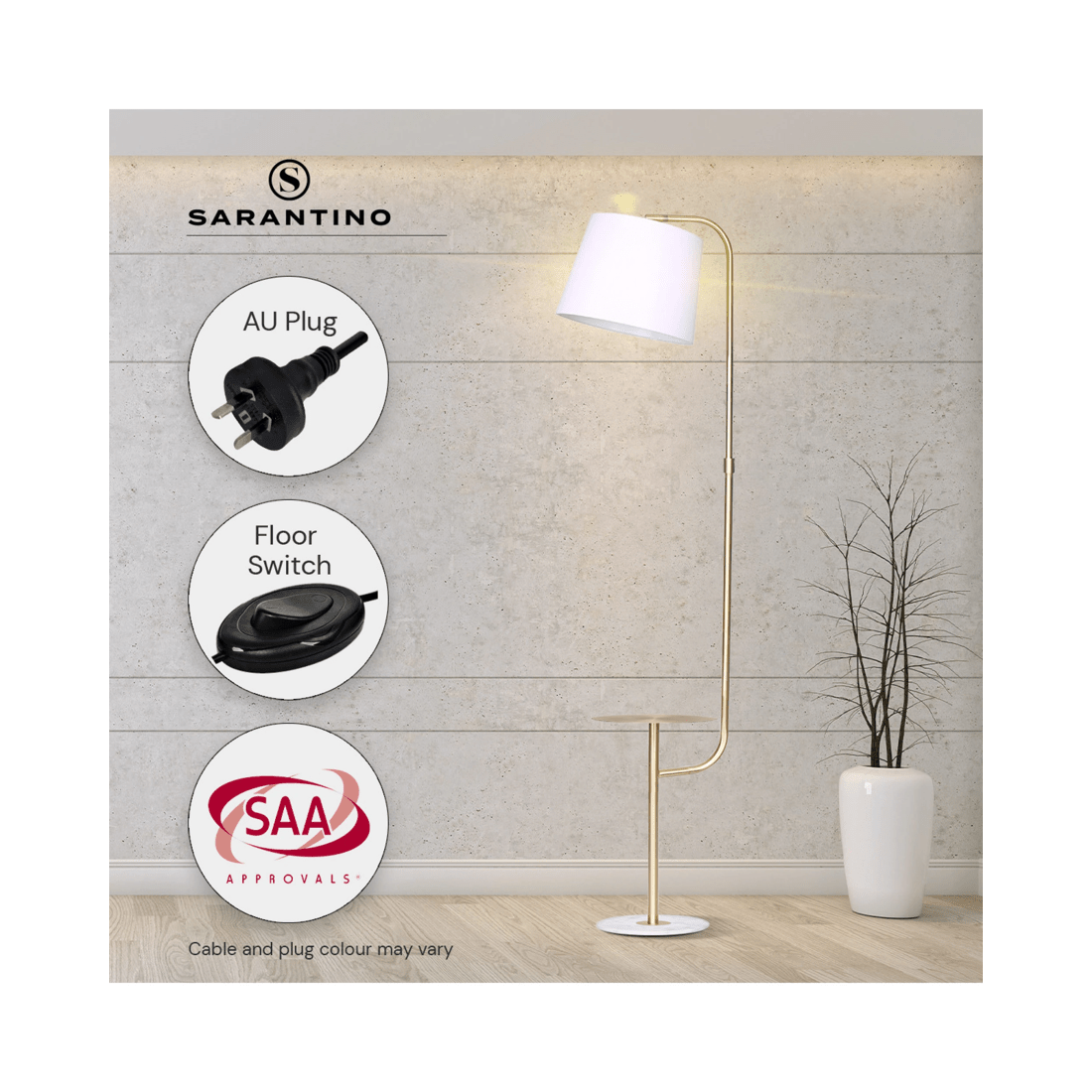 6 Sarantino Floor Lamp with Metal End Table, 6 of 7