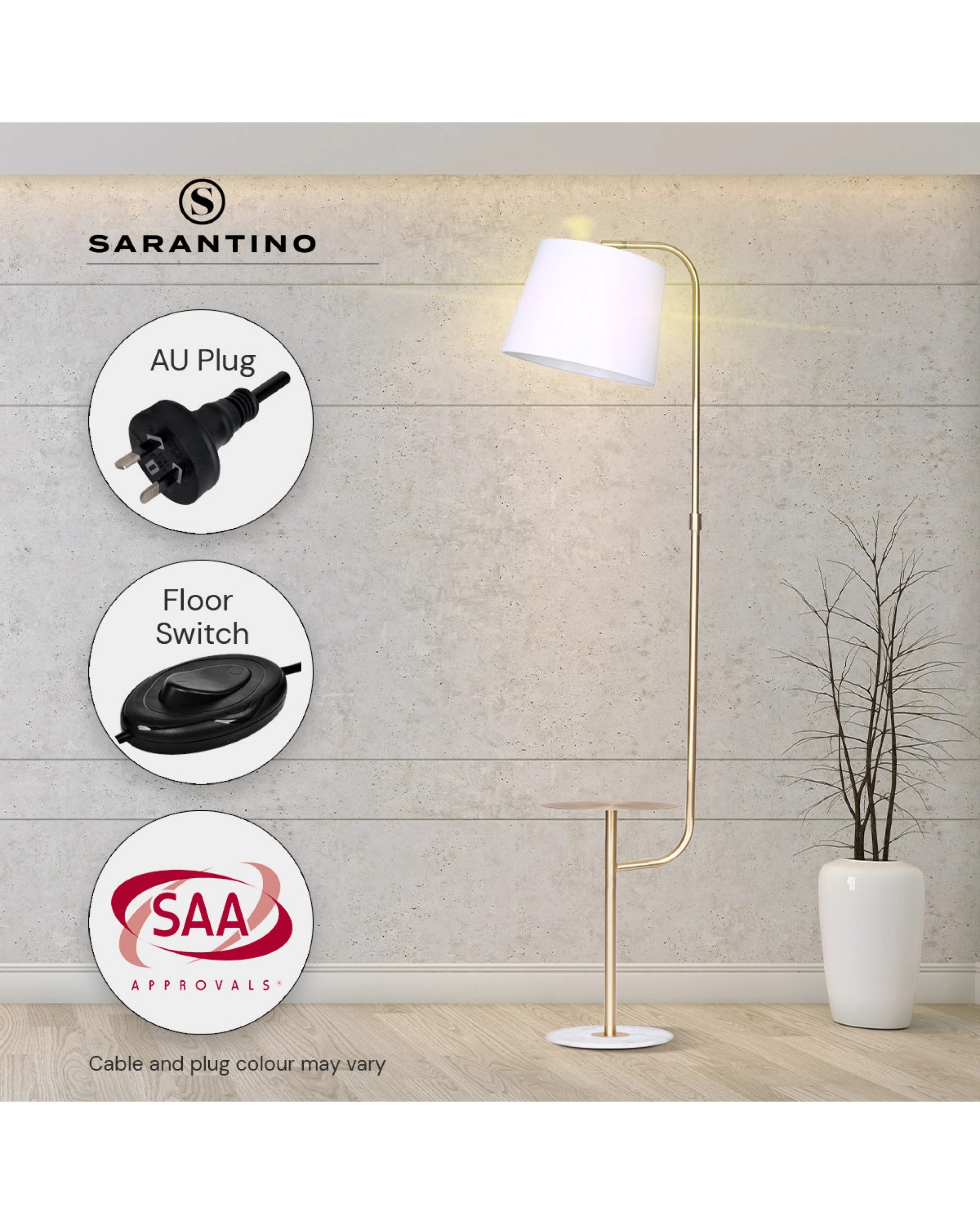 6 Sarantino Floor Lamp with Metal End Table, 6 of 7