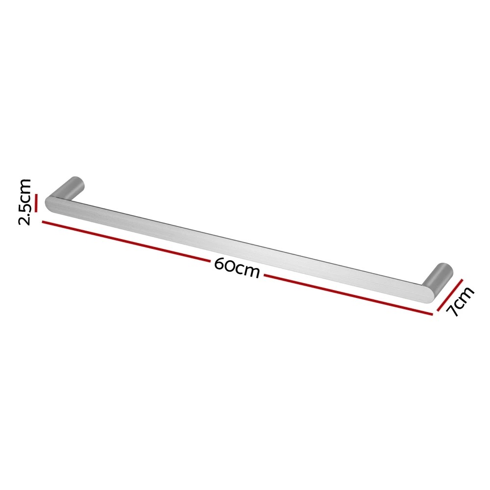 1 Cefito Towel Rail Rack Holder Single 600mm Wall Mounted Stainless Steel - Silver, 1 of 2