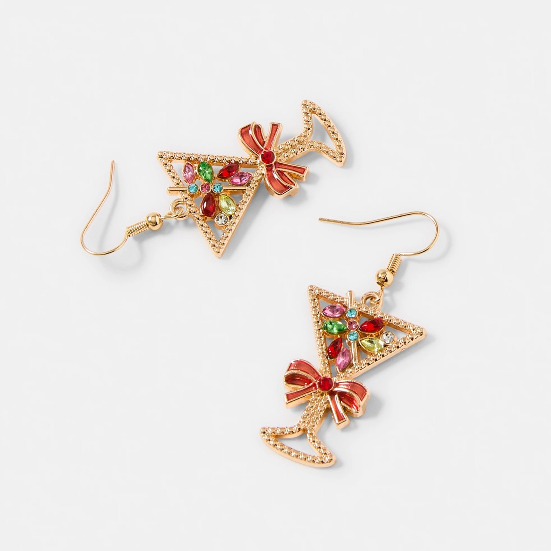 3 Christmas Martini Earrings - Gold Tone and Red, 3 of 5