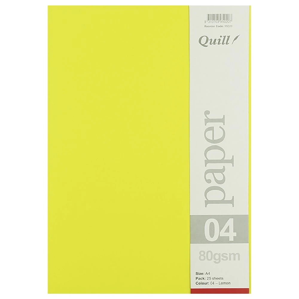 3 Quill A4 80gsm Paper Lemon Yellow 25 Pack, 3 of 6
