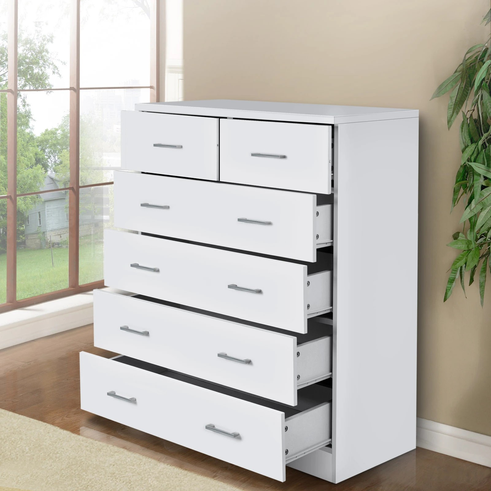 4 Artiss 6 Chest of Drawers Bedroom Storage Tallboy Cabinet Clothes Organizer Smooth Runners Modern Decor - White, 4 of 10