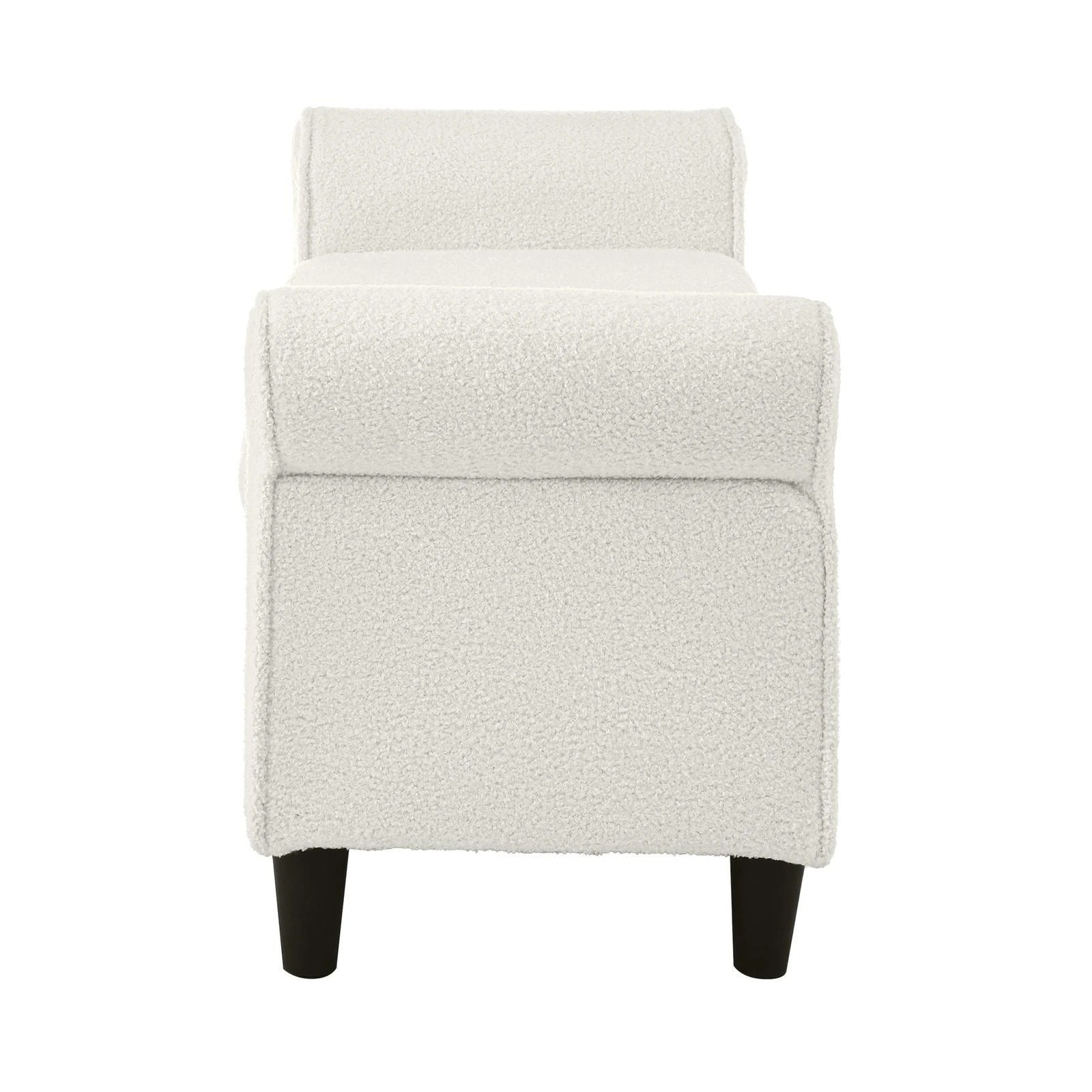 7 Oikiture Storage Ottoman Blanket Box Sherpa Fabric Arm Foot Stool Couch
 - White, 7 of 10