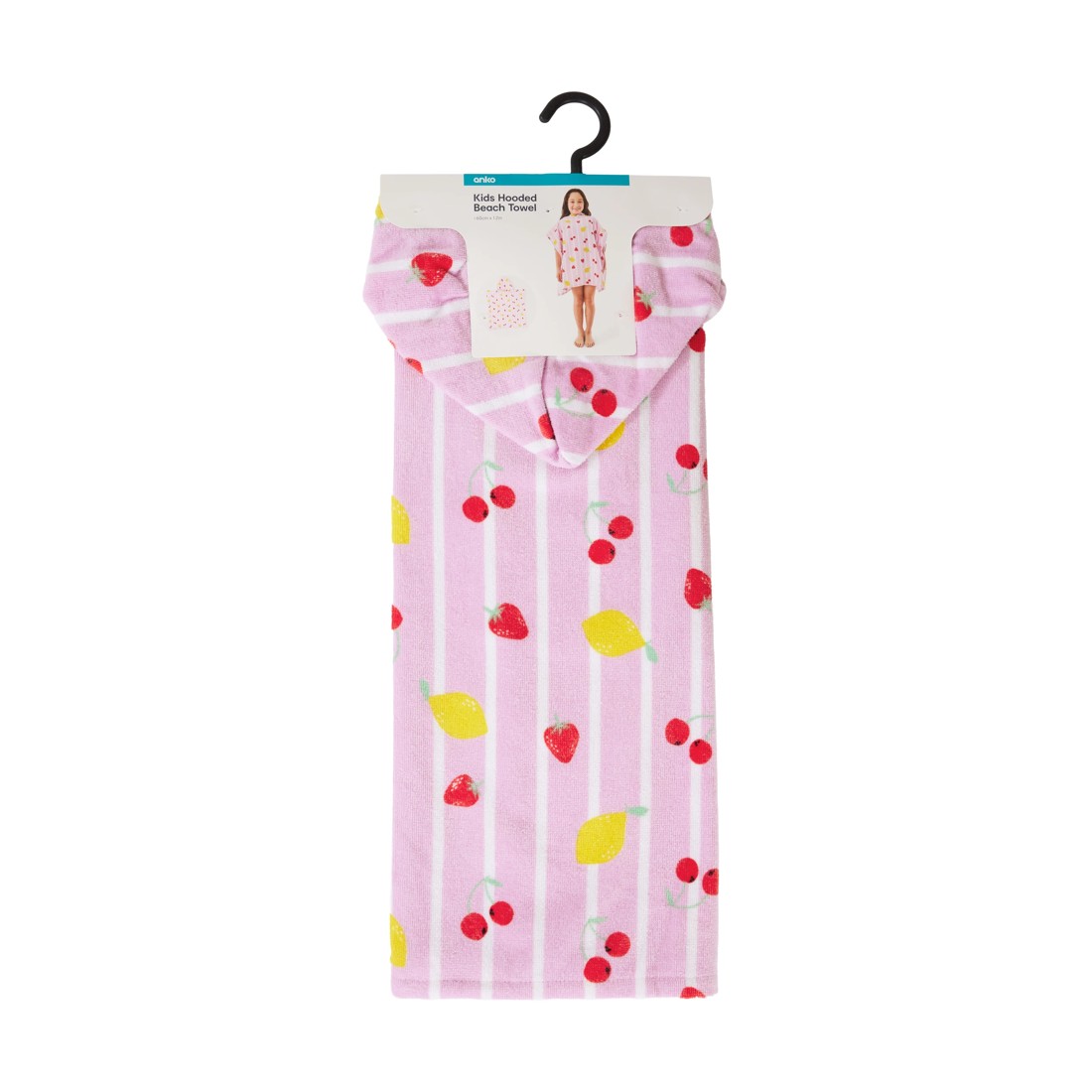 5 Kids Hooded Cotton Beach Towel - Fruits, 5 of 5