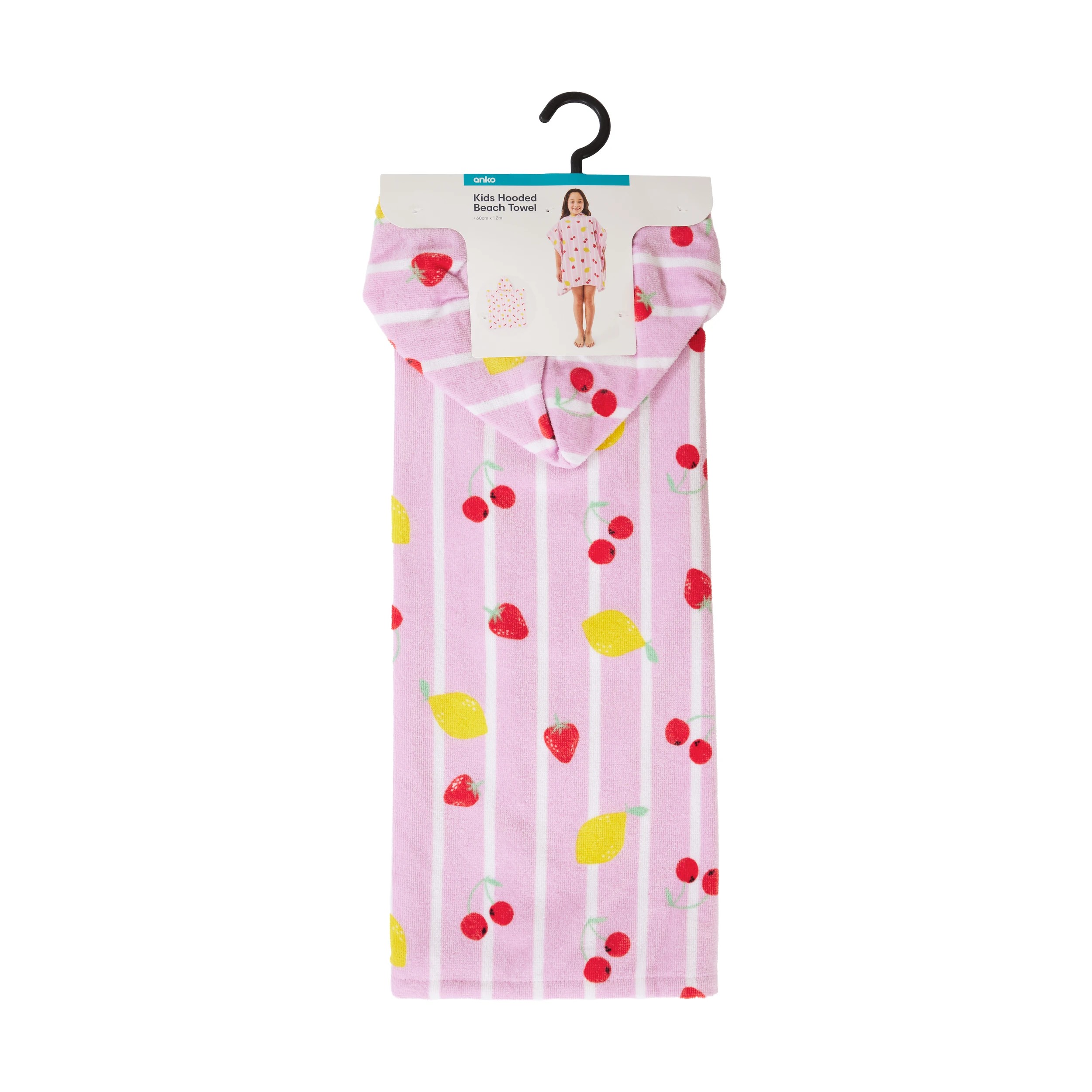 5 Kids Hooded Cotton Beach Towel - Fruits, 5 of 5