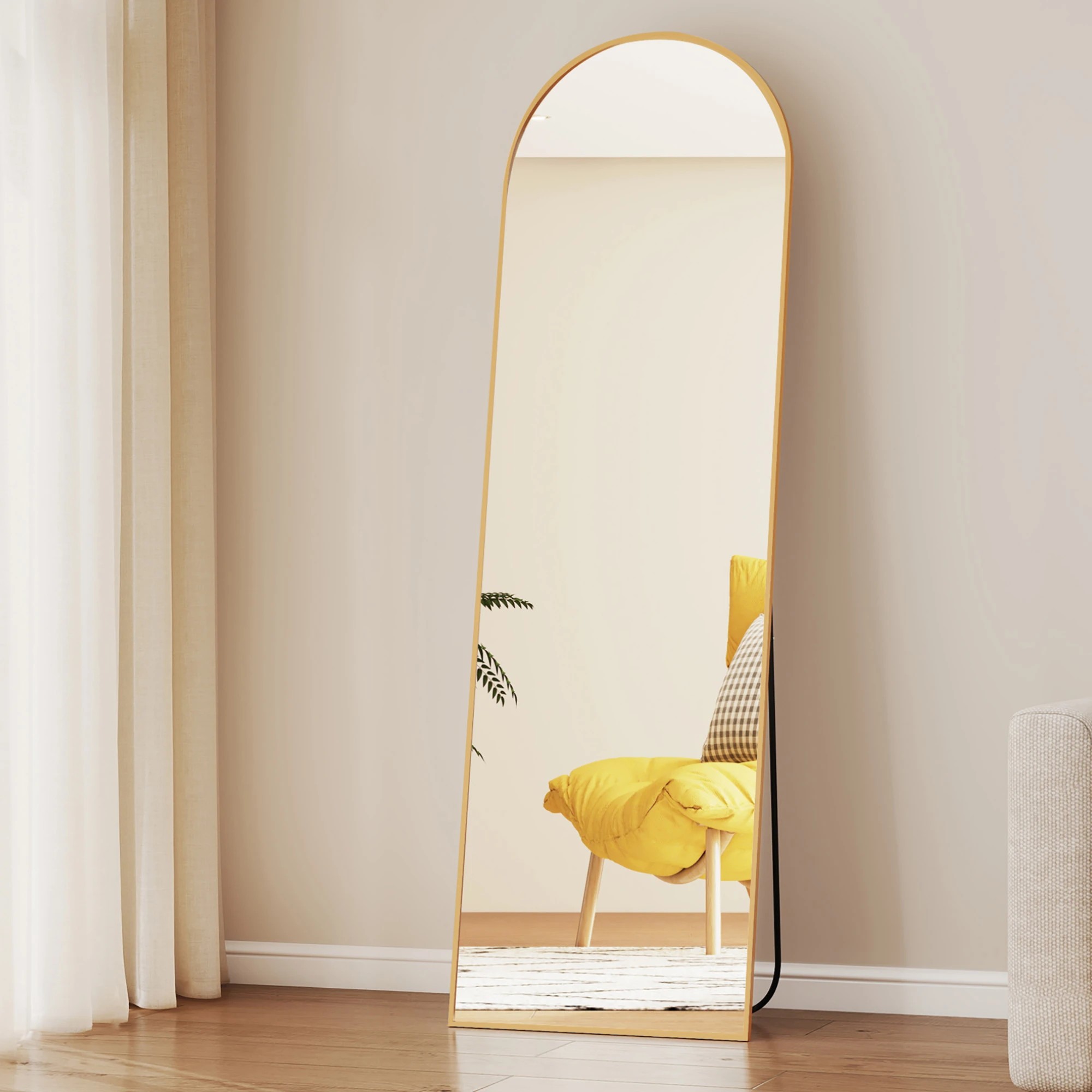 8 Yezi 165cm Full Length Floor Mirror Arched Golden Frame, 8 of 9