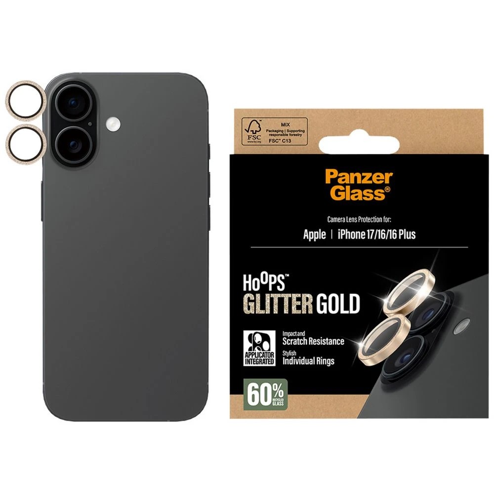1 PanzerGlass Hoops Camera Lens Protector iPhone 17 Gold, 1 of 3