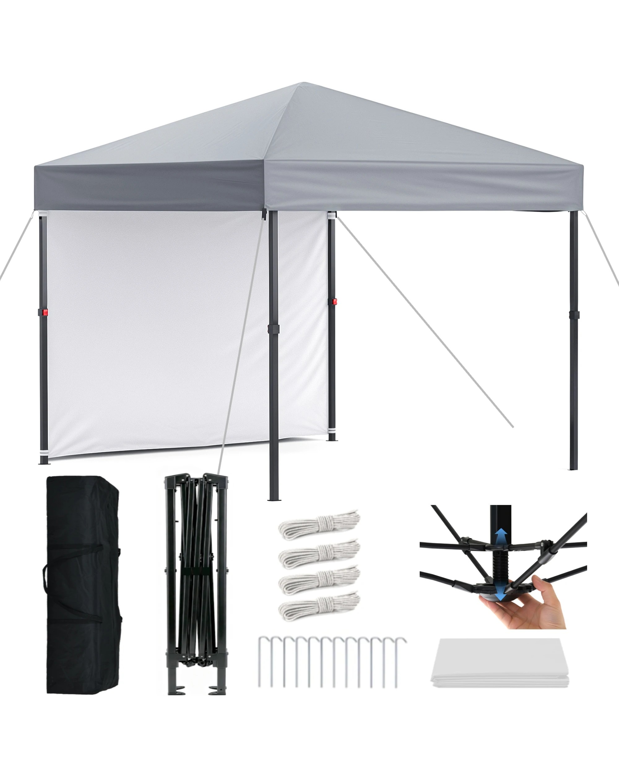 1 Advwin 2.4x2.4m Foldable Pop Up Canopy -Grey, 1 of 8