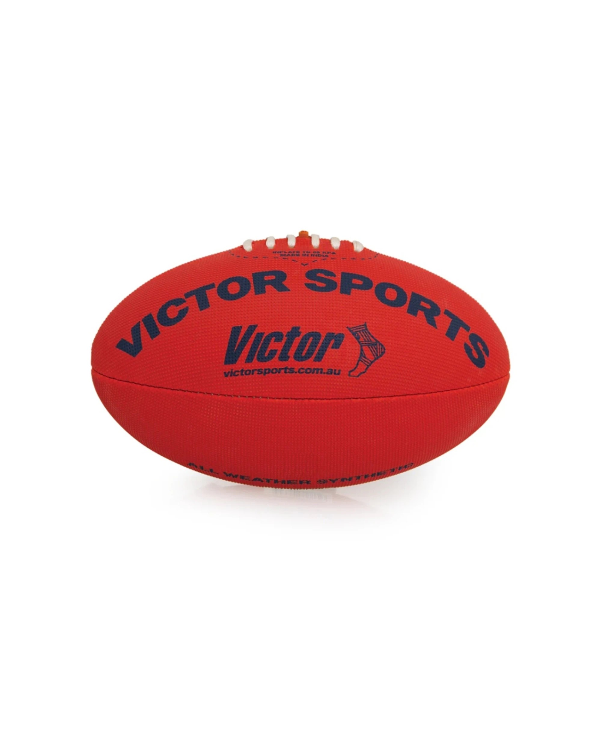 2 Victor Sports Synthetic Football Durable AFL Ball Size 4 Hand-Stitched - Red, 2 of 4