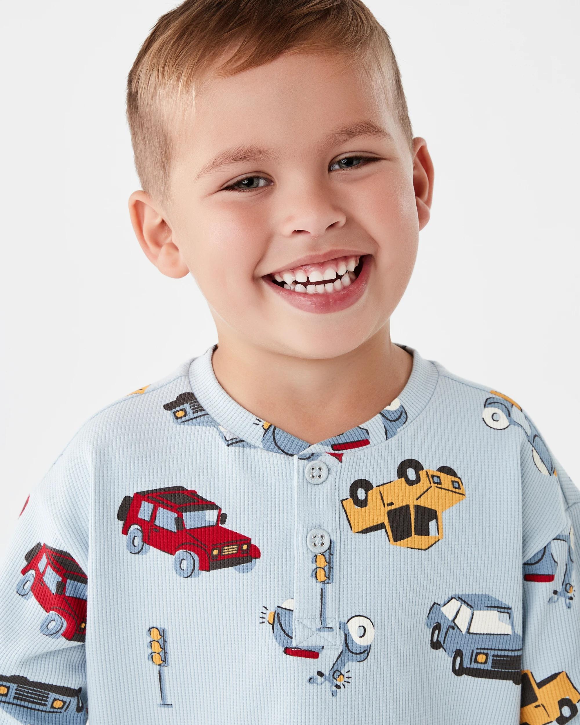 3 Waffle Pyjama Set Blu Vhcle, 3 of 7