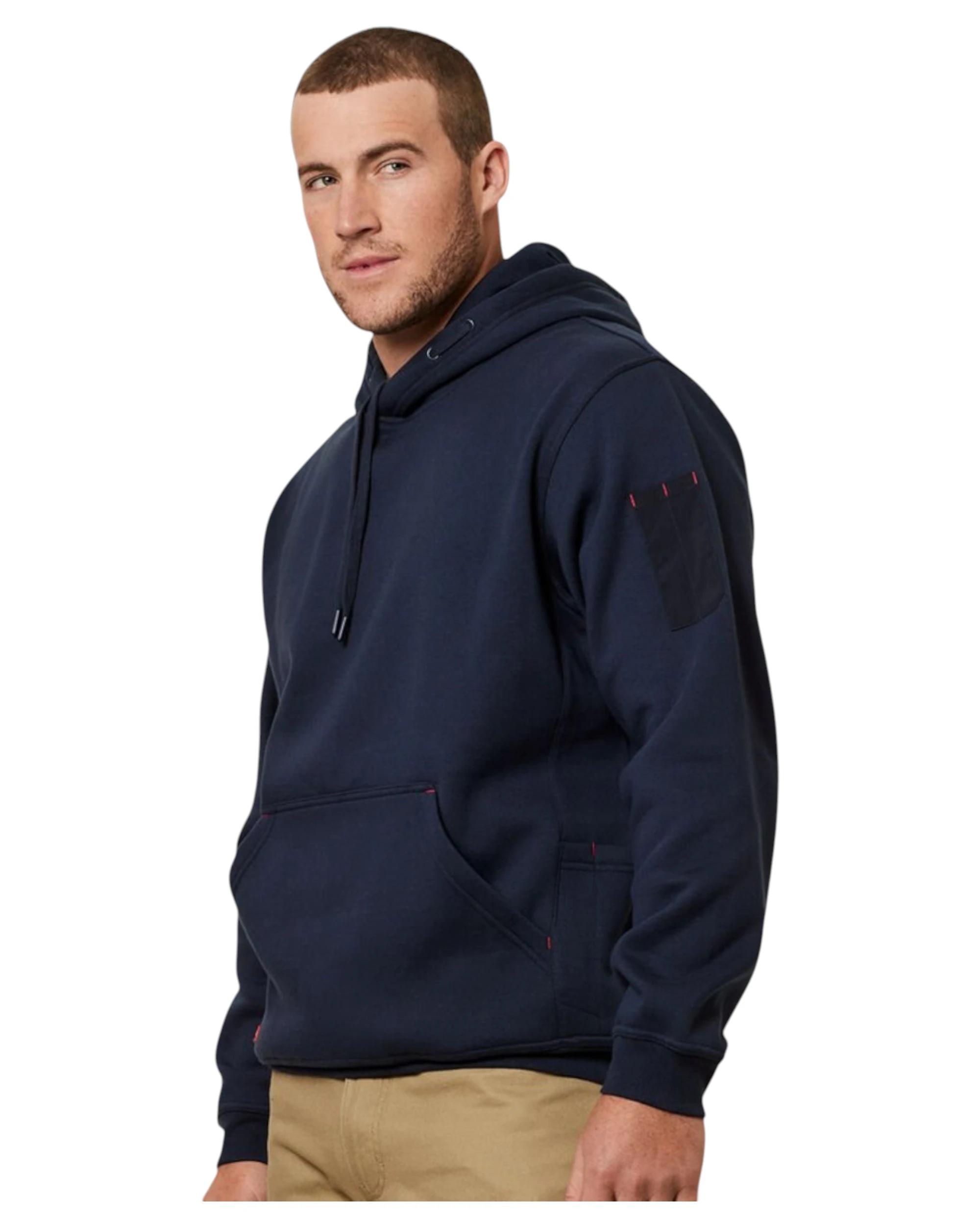 8 Hard Yakka Mens Brushed Fleece Hoodie Jumper Navy NAVY, 8 of 10