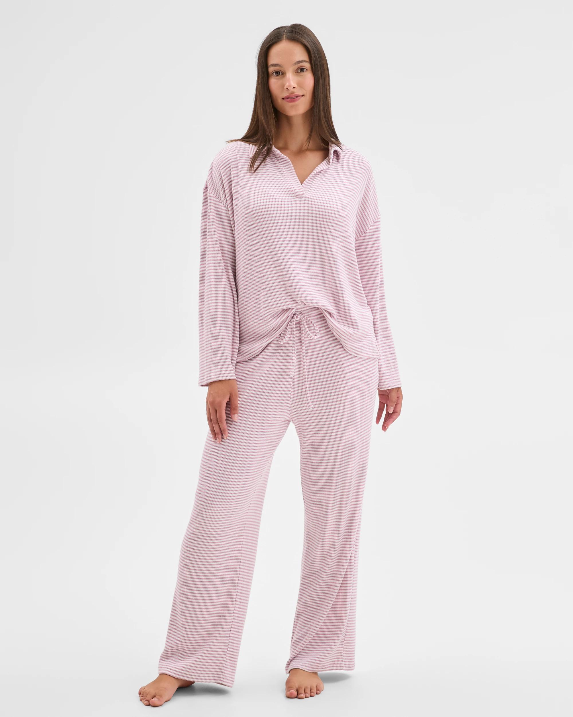 3 Target Woman Cosy Rib Wide Leg Pants PINK, 3 of 5