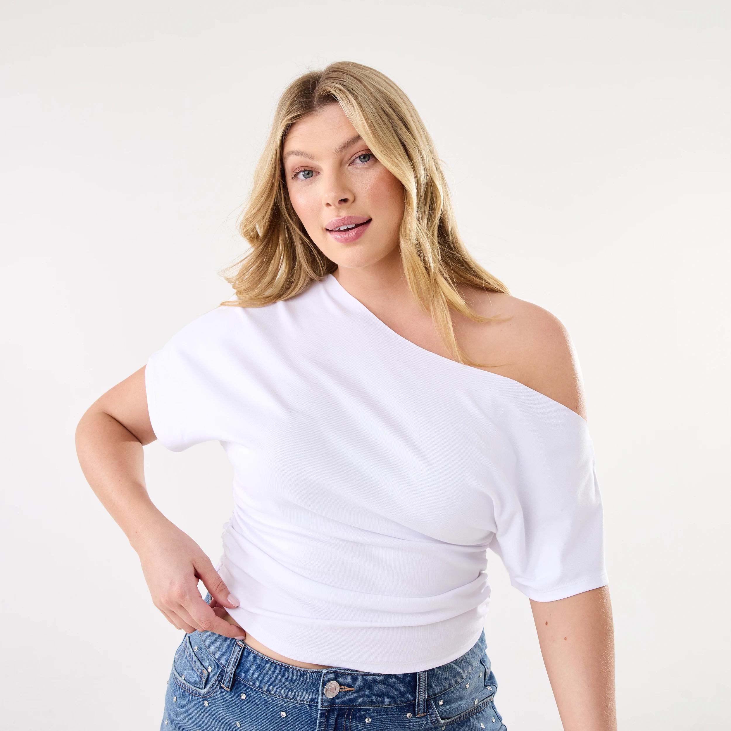 3 Off Shoulder Jersey T-shirt White, 3 of 10