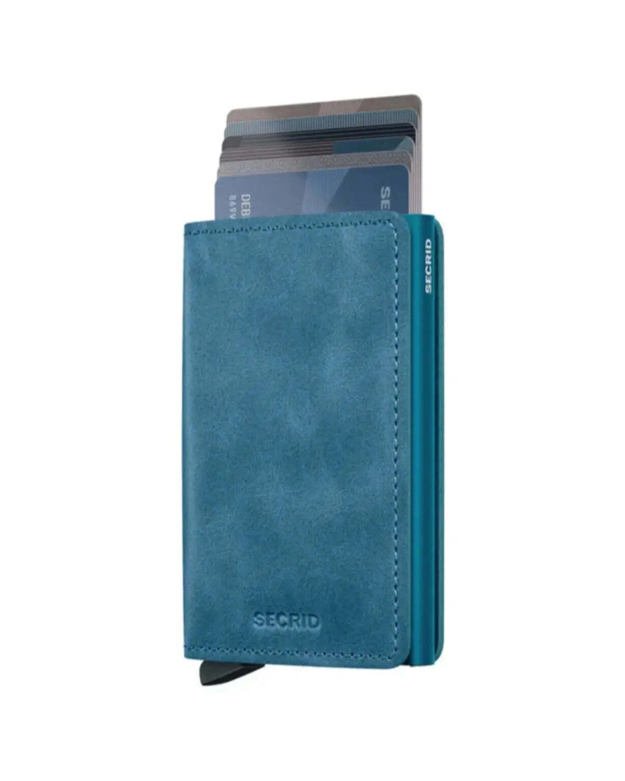 1 Secrid Slimwallet Compact RFID Wallet Vintage Aluminium Leather Vintage Teal - Blue, 1 of 5