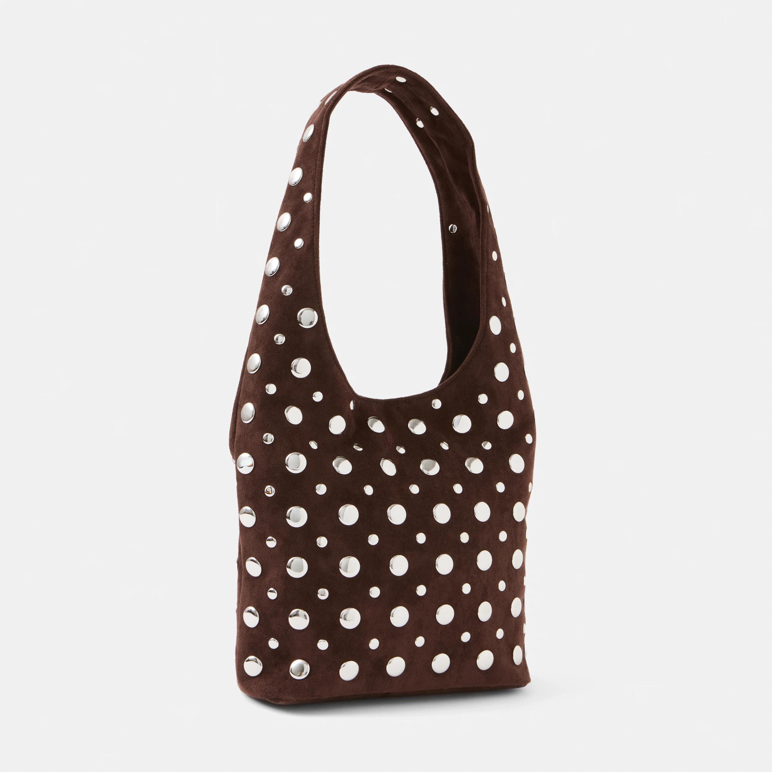 2 Stud Shoulder Bag CHOCOLATE PLUM, 2 of 7