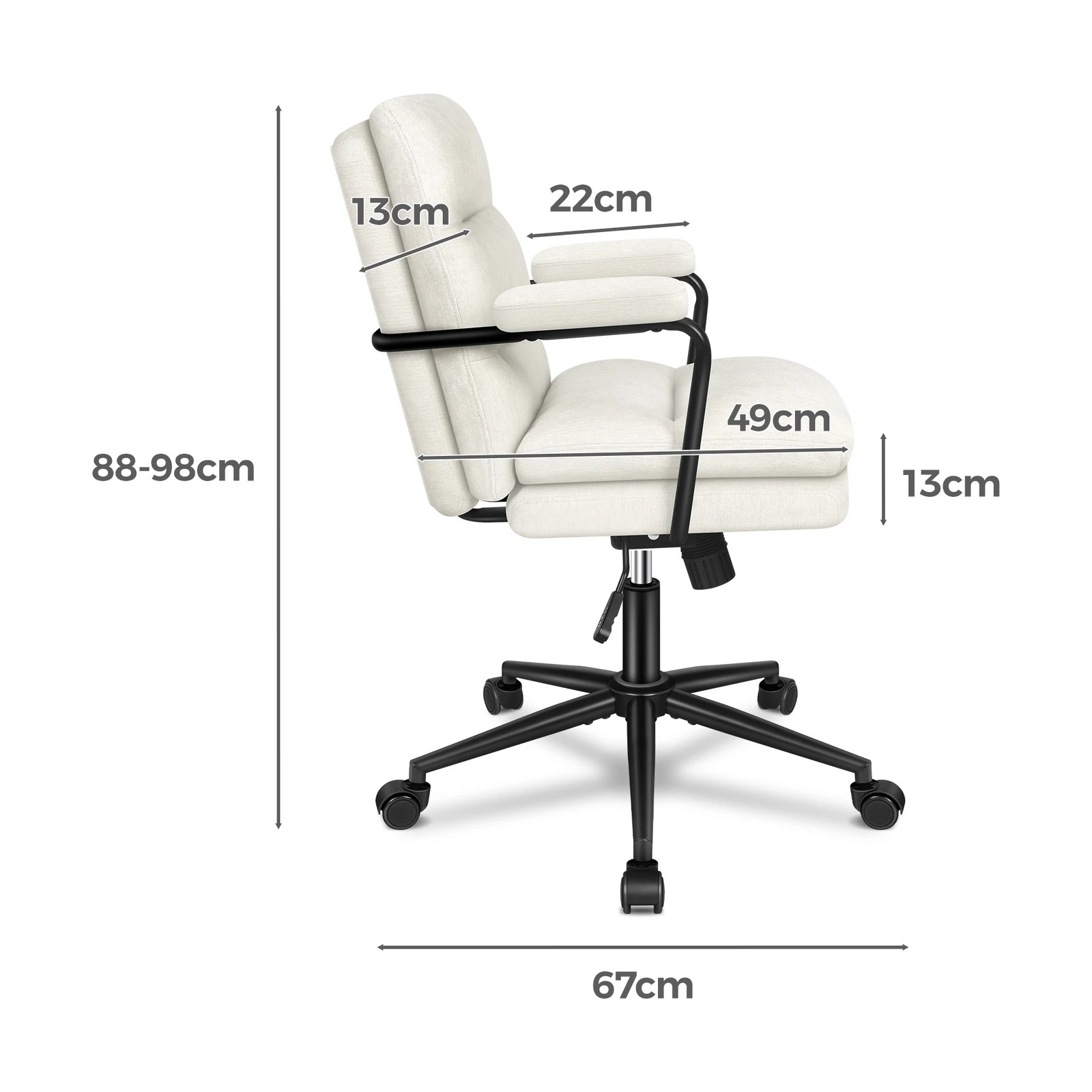 10 Alfordson Office Chair Ergonomic Executive Computer Work Seat Chenille - Beige, 10 of 10