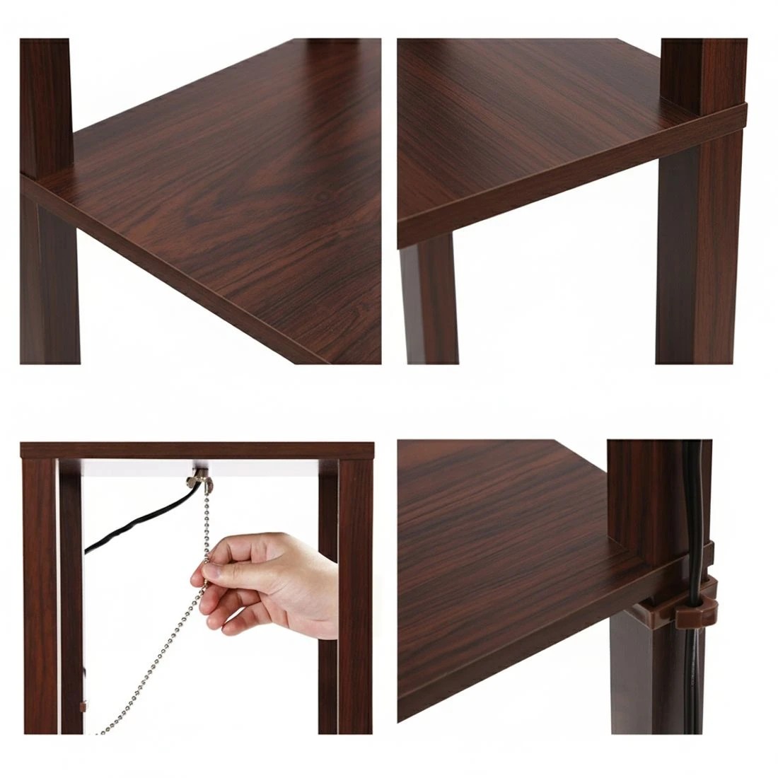 7 Artiss Floor Lamp 3 Tier Shelf Storage LED Light Stand Home Room Vintage - Brown, 7 of 7