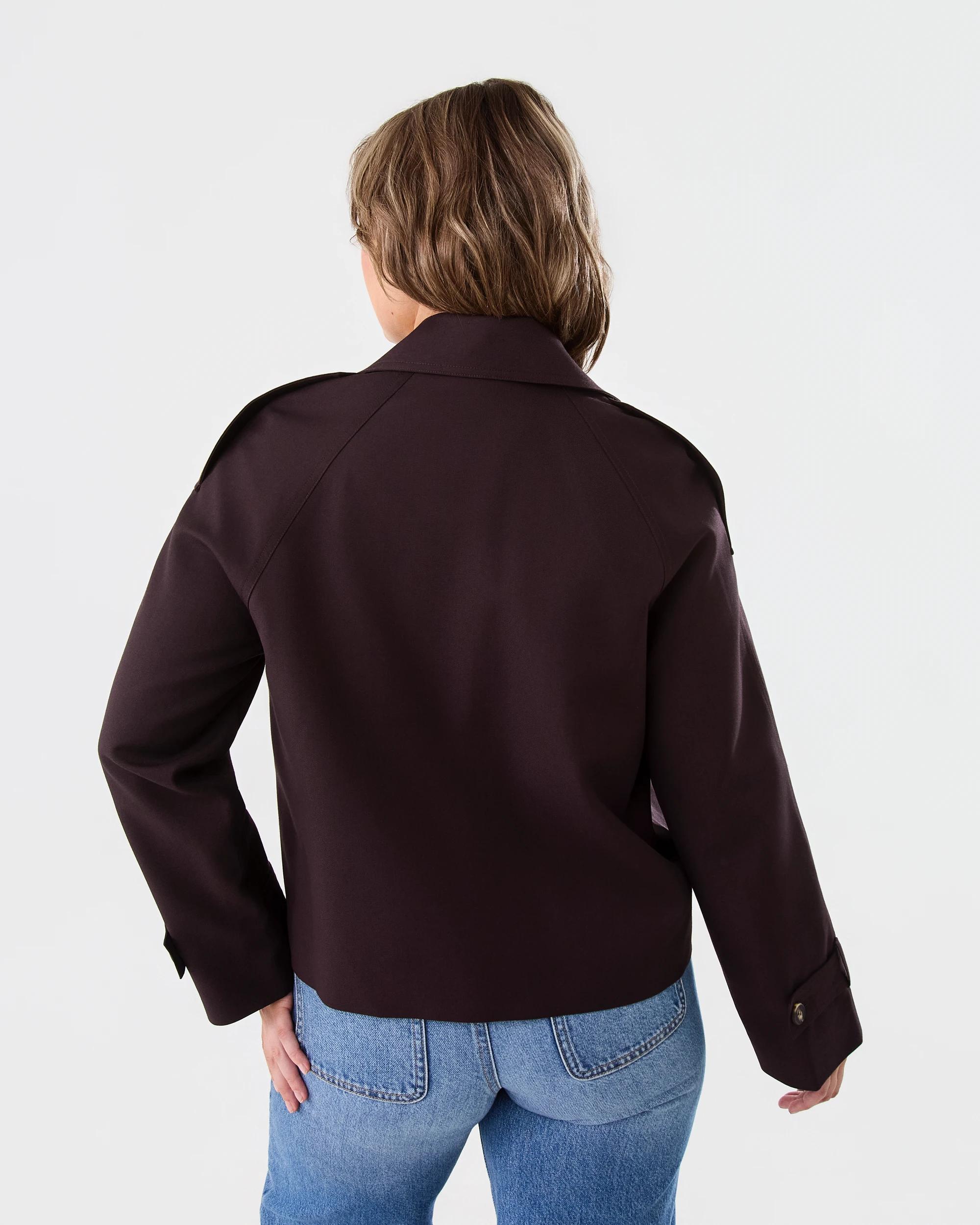 4 Crop Trench Coat Choc Plum, 4 of 10